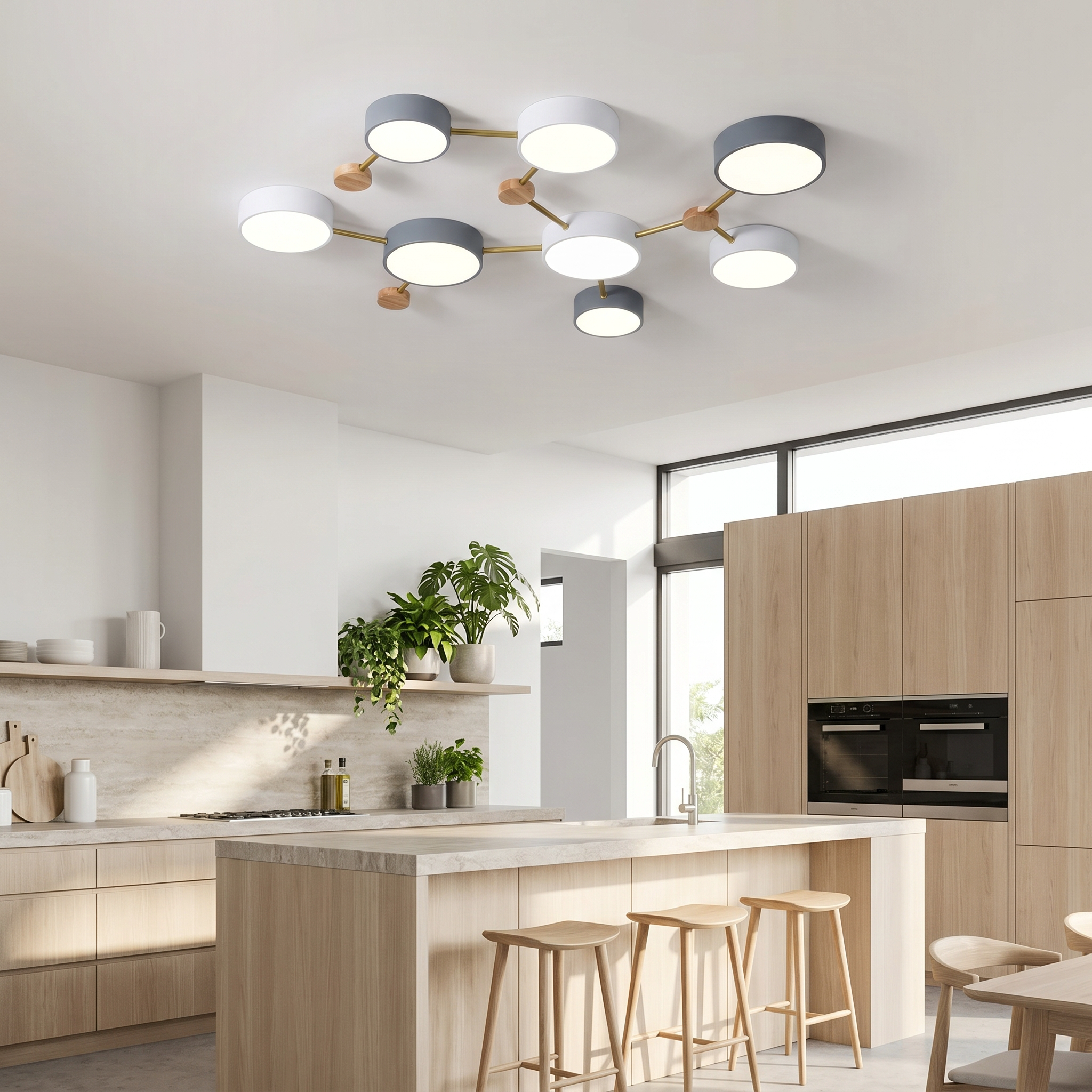 Costellazione Nordica flush mount light in an open-plan kitchen