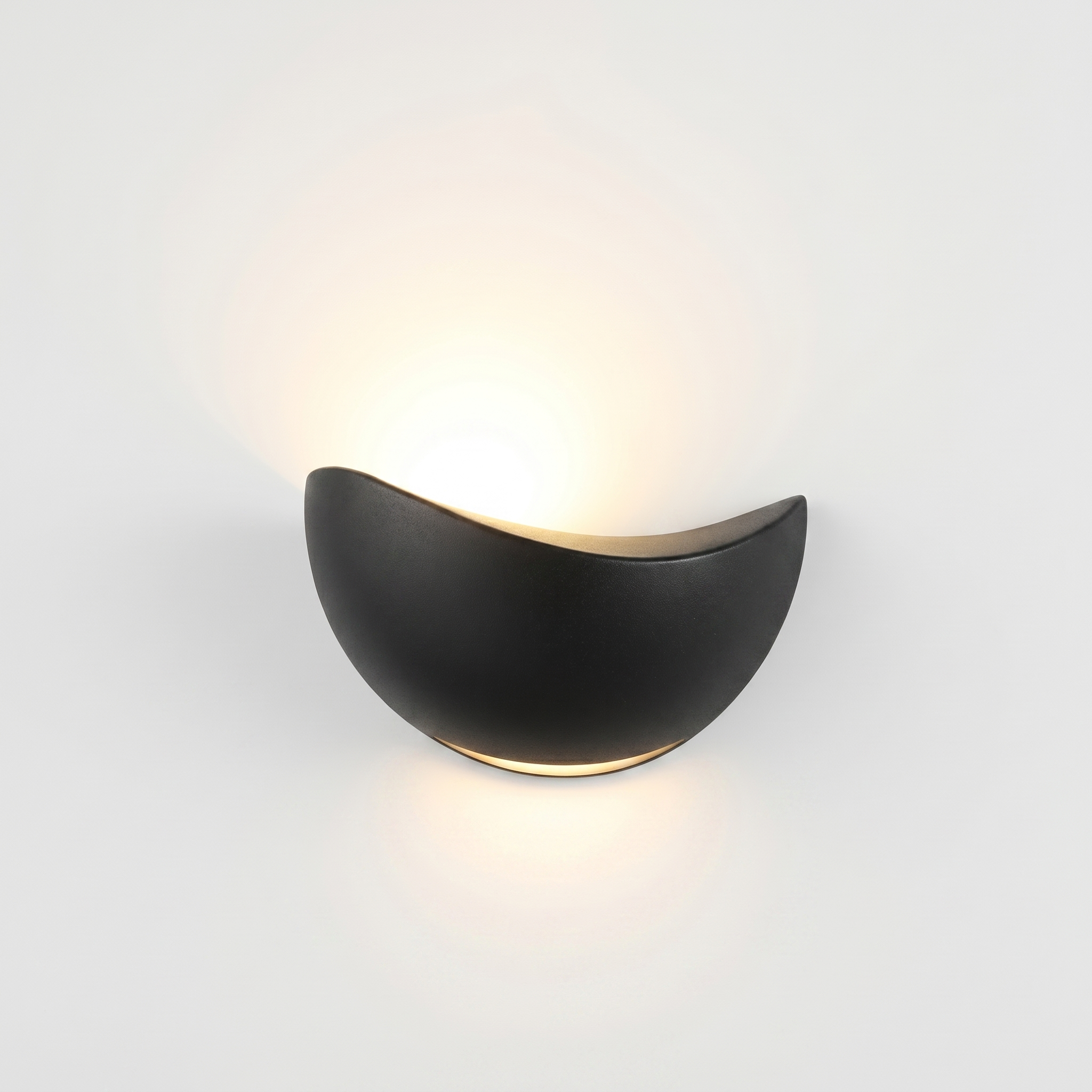 Mezzaluna Half-Round LED Wall Sconce in Black with warm light