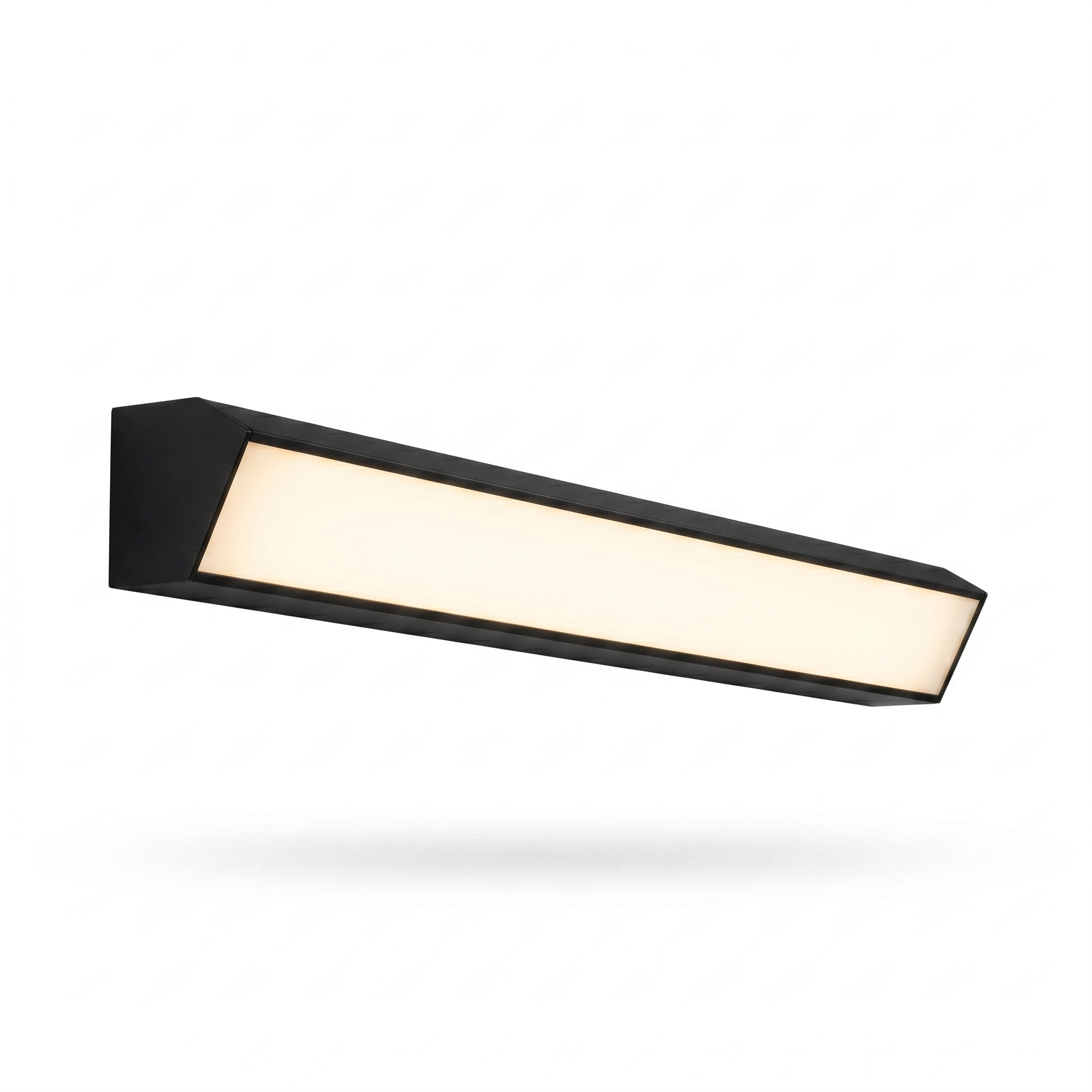 Sentinella Outdoor LED Wall Light in matte black, studio hero with warm LED glow