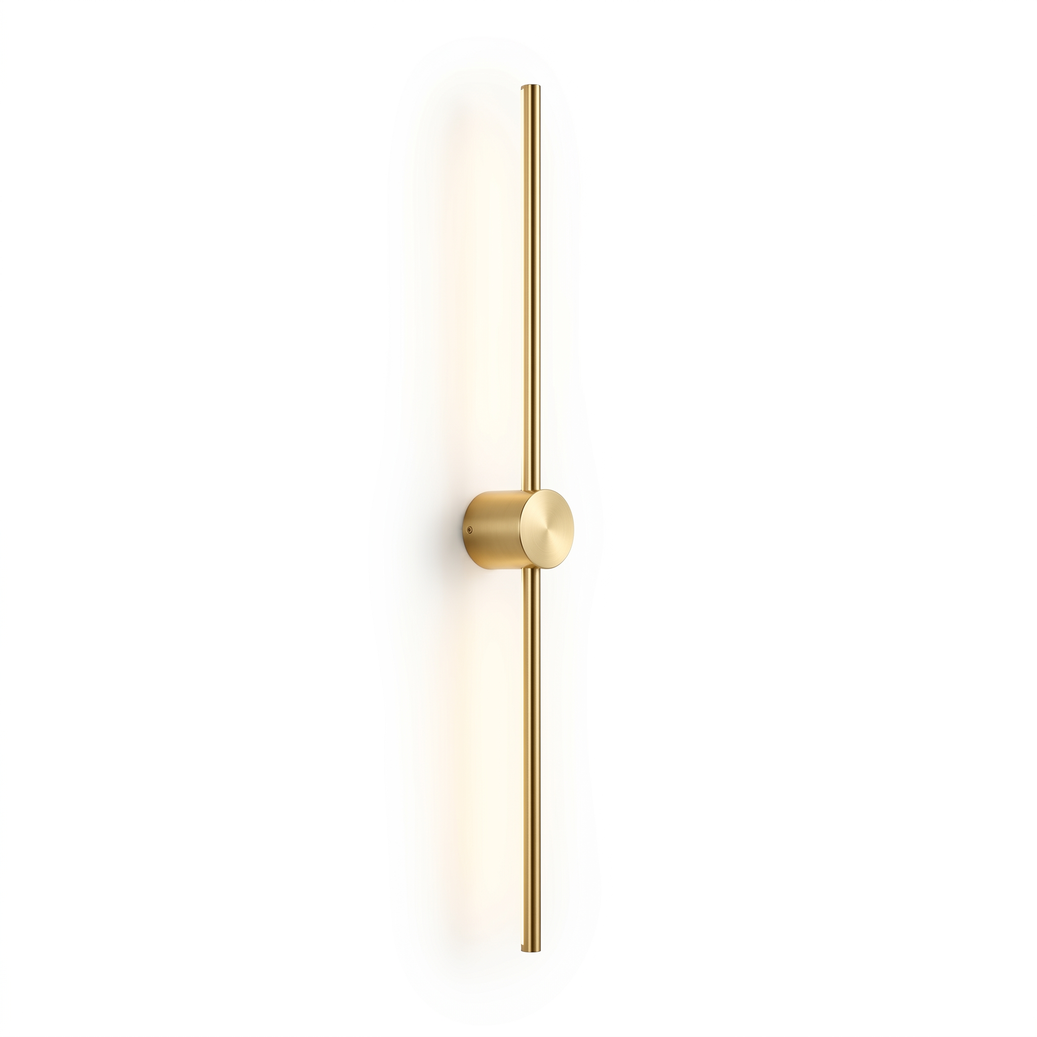 Filo di Luce linear LED wall sconce in golden brass, Double Line center-mounted version