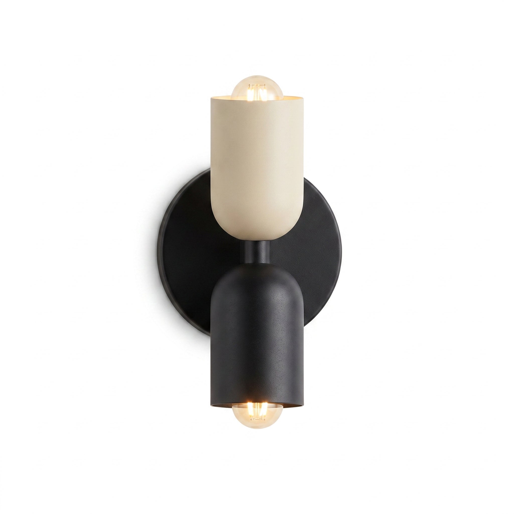 Duetto double-head wall lamp in Beige-Black, studio hero