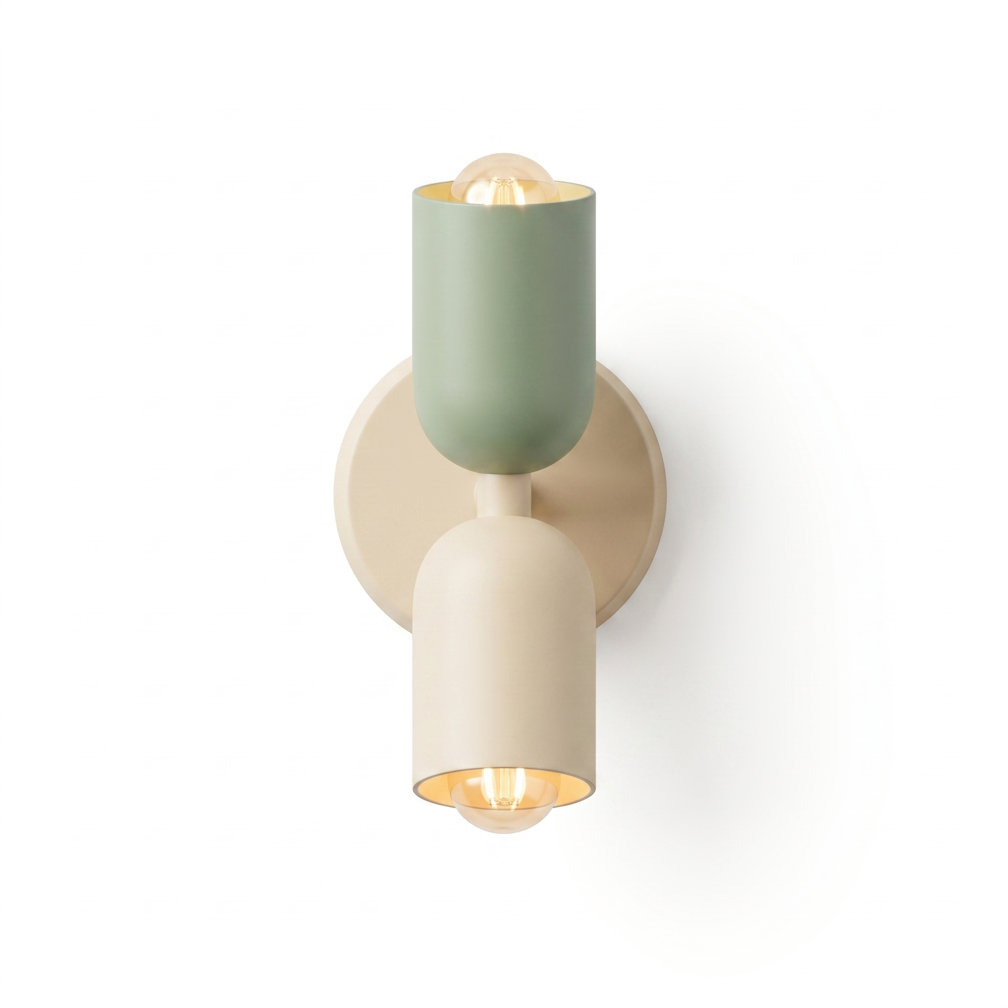 Duetto double-head wall lamp in Green-Beige, studio hero