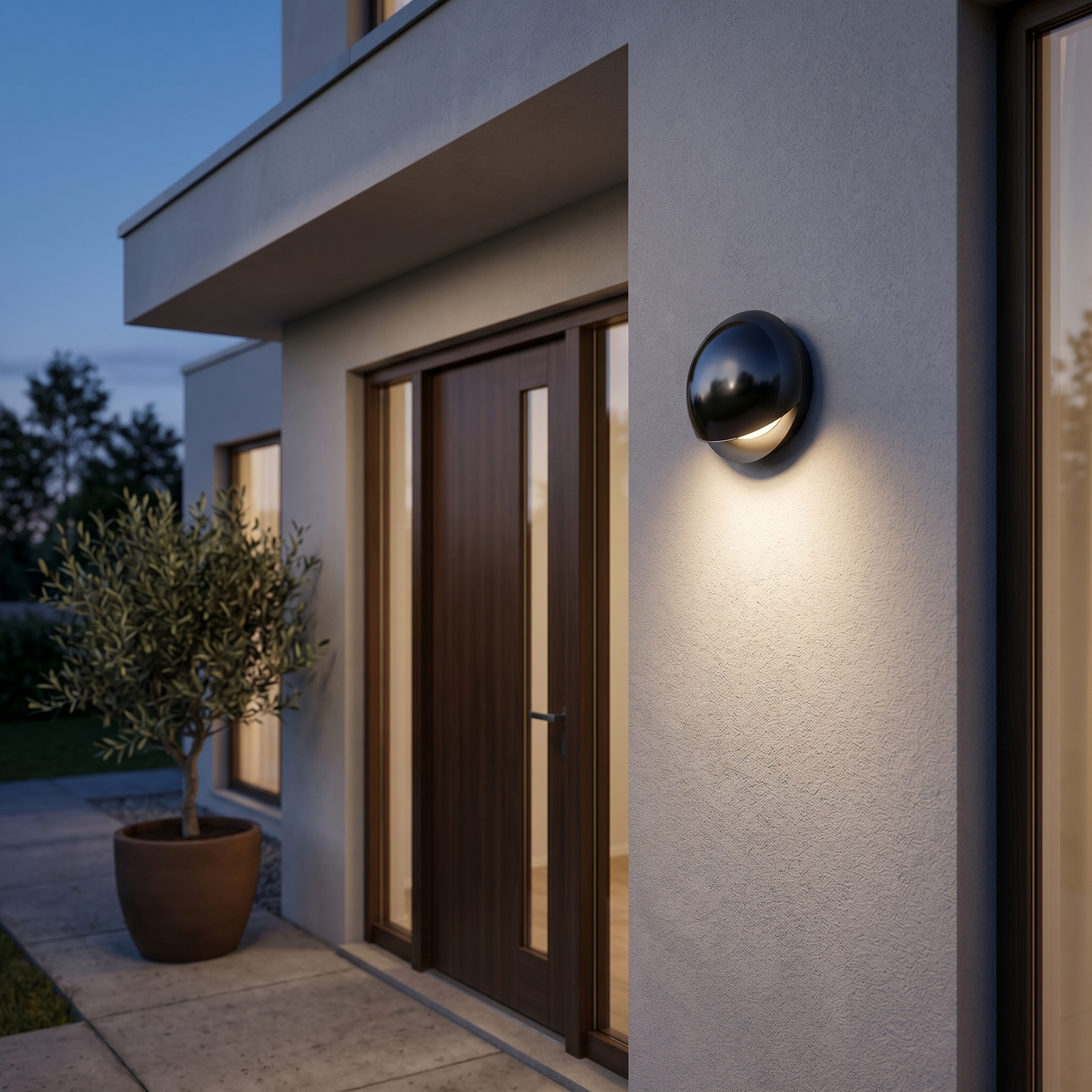 Eclissi Pearl Black wall light at a home entrance — lifestyle