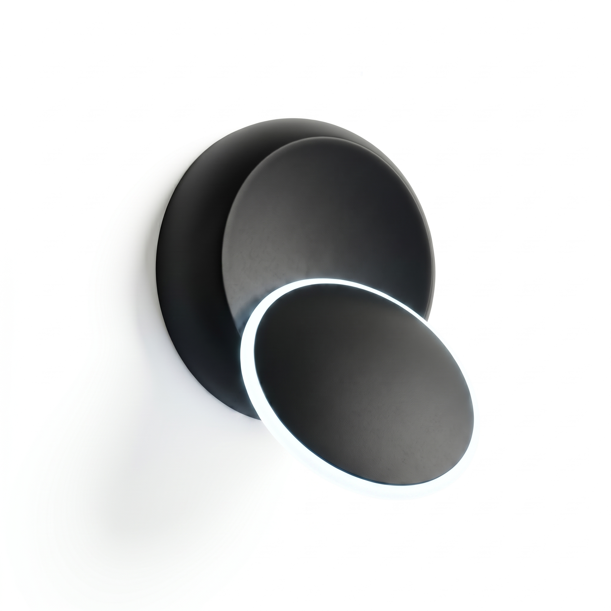 Luna Piena rotating wall sconce — Black with cool white glow