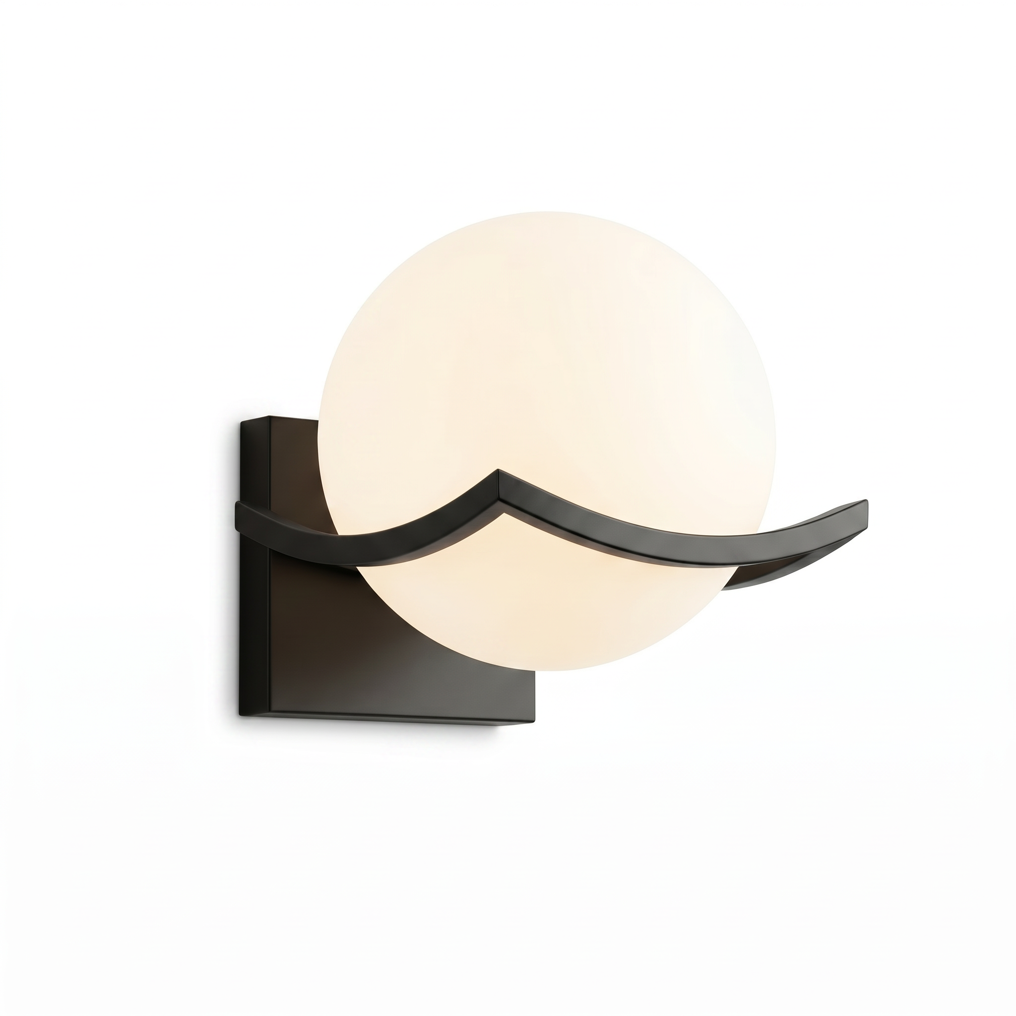 Sirio glass globe sconce — Frosted White, studio hero
