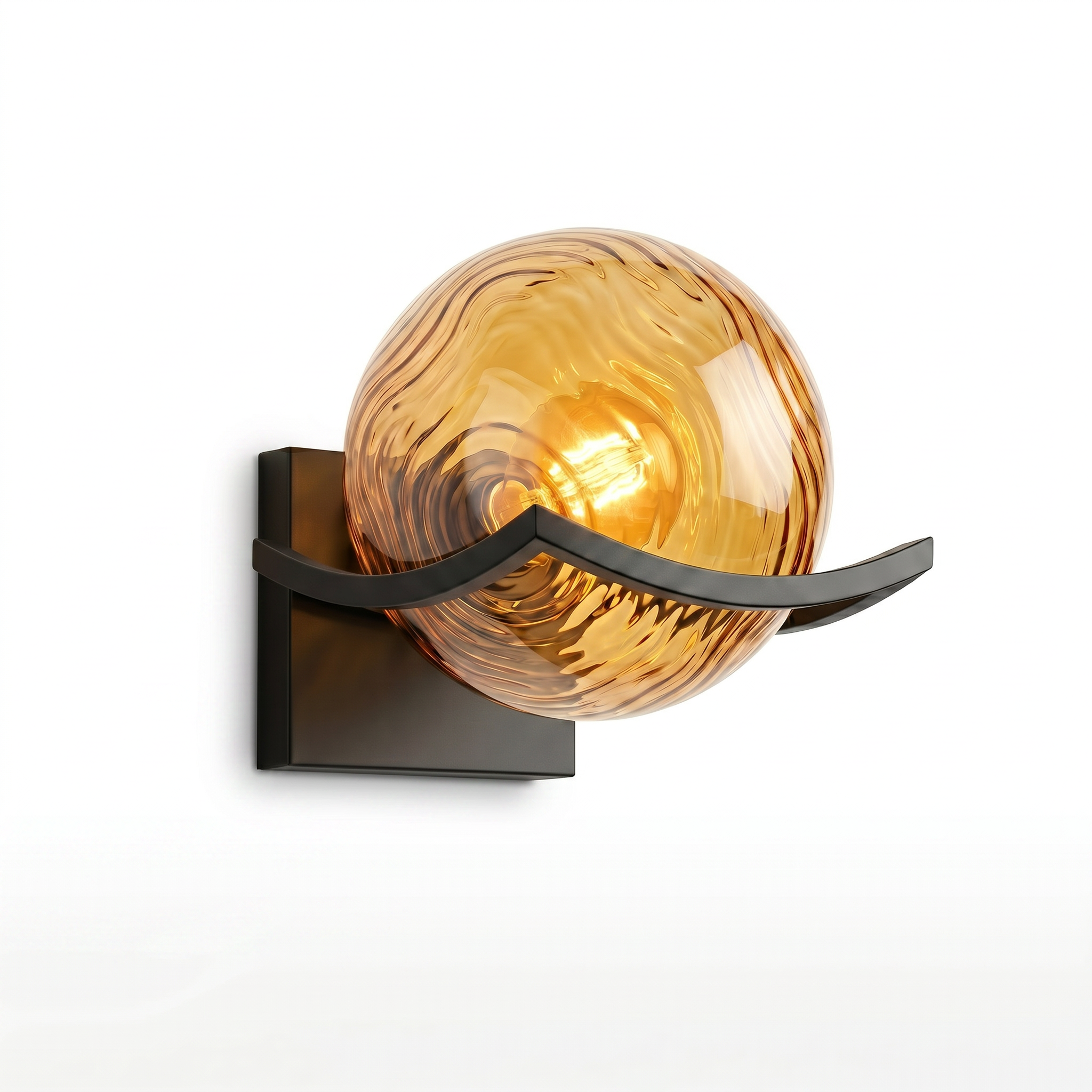 Sirio glass globe sconce — Amber Wave, studio hero