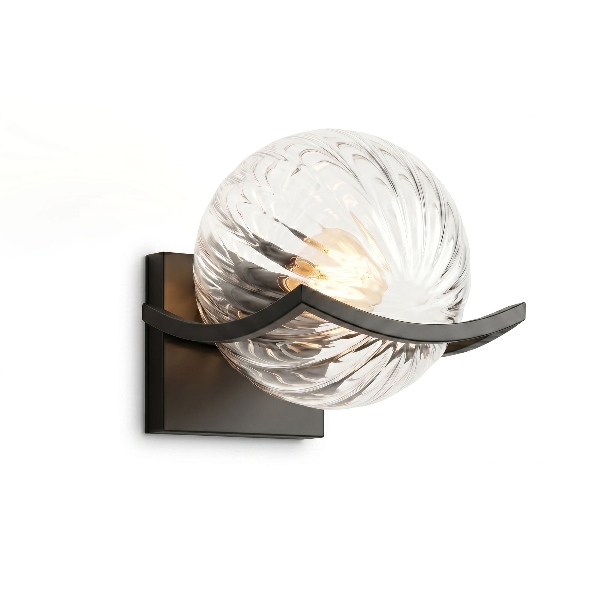 Sirio glass globe sconce — Clear Striped, studio hero