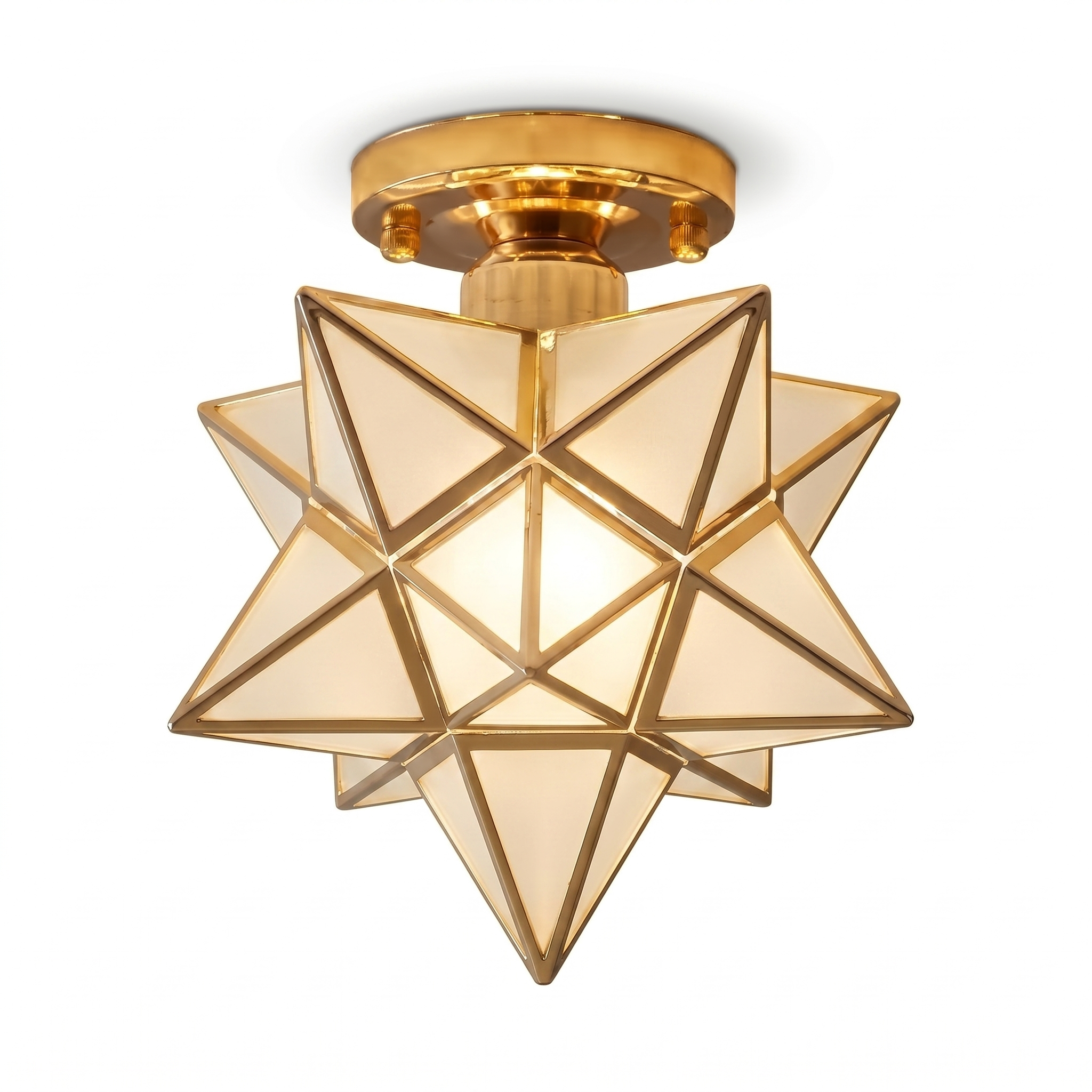 Stella star ceiling light — Gold frame, Opaque glass, studio hero