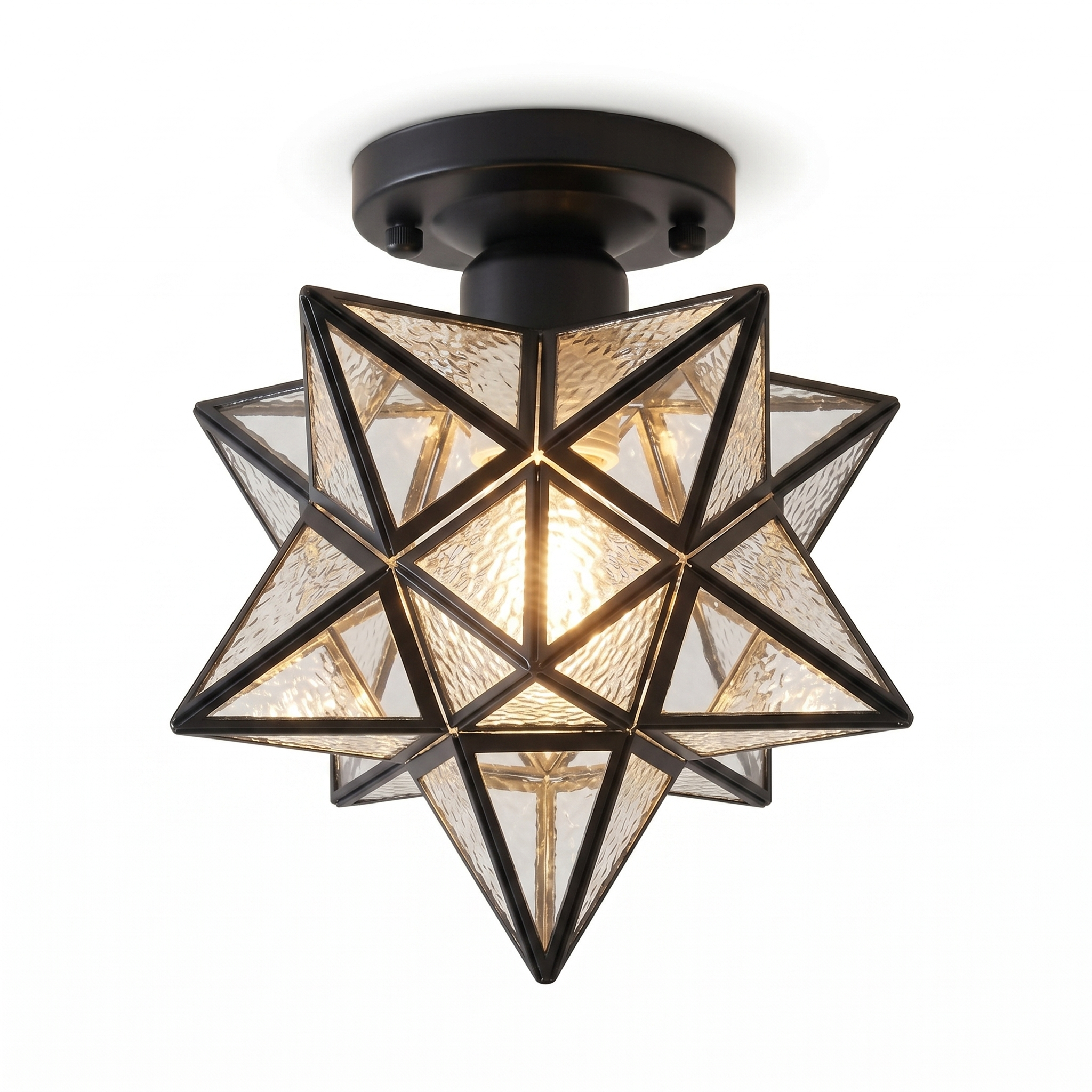 Stella star ceiling light — Black frame, Transparent glass, studio hero