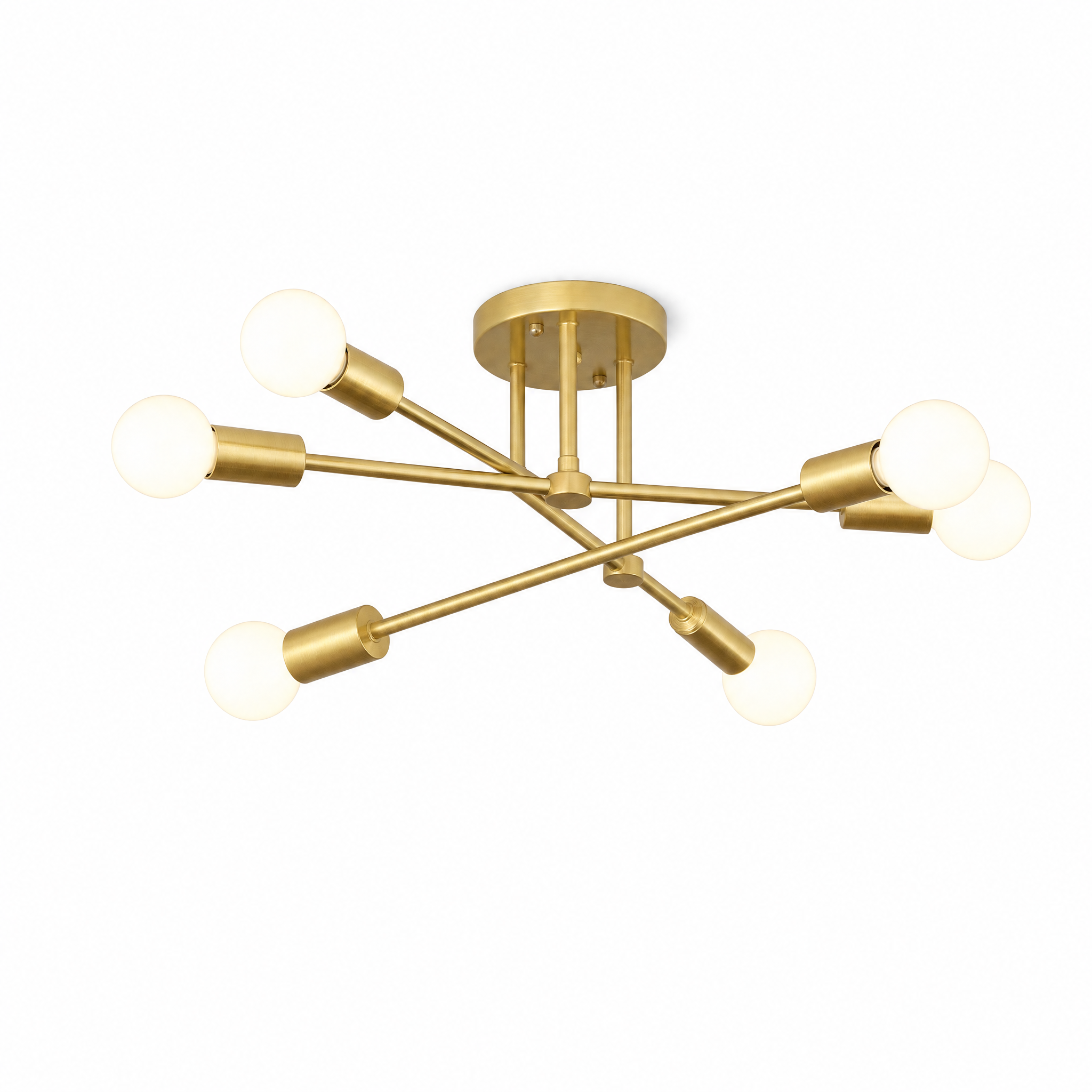 Raggiera Sputnik 8-Light ceiling light — Gold finish, glowing, on a white background
