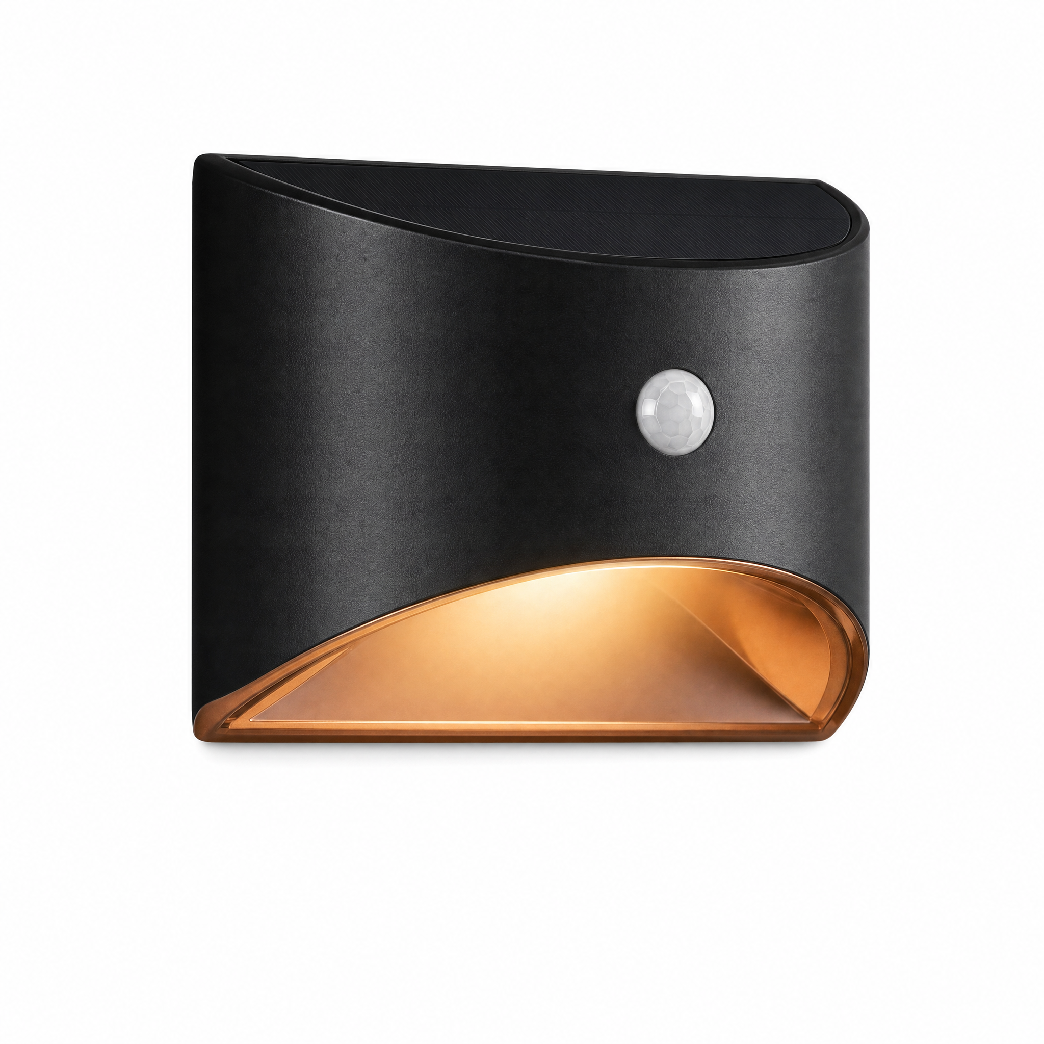 Stella Solare solar outdoor motion wall light in matte black with warm white glow