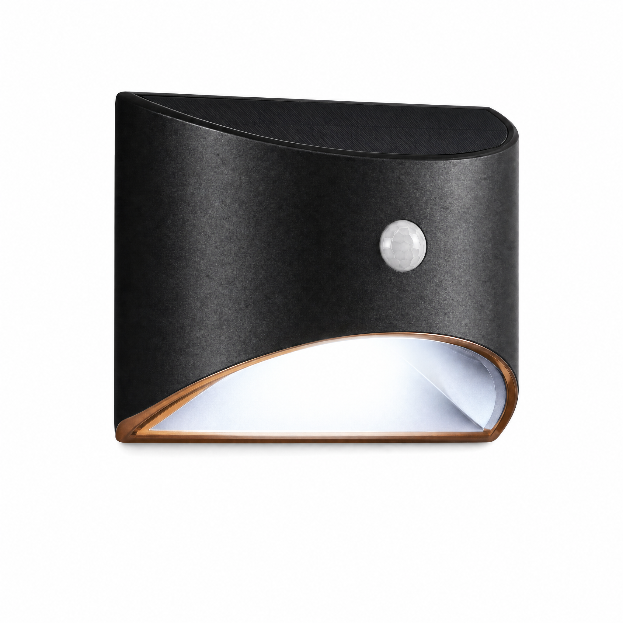 Stella Solare solar outdoor motion wall light in matte black with cold white glow