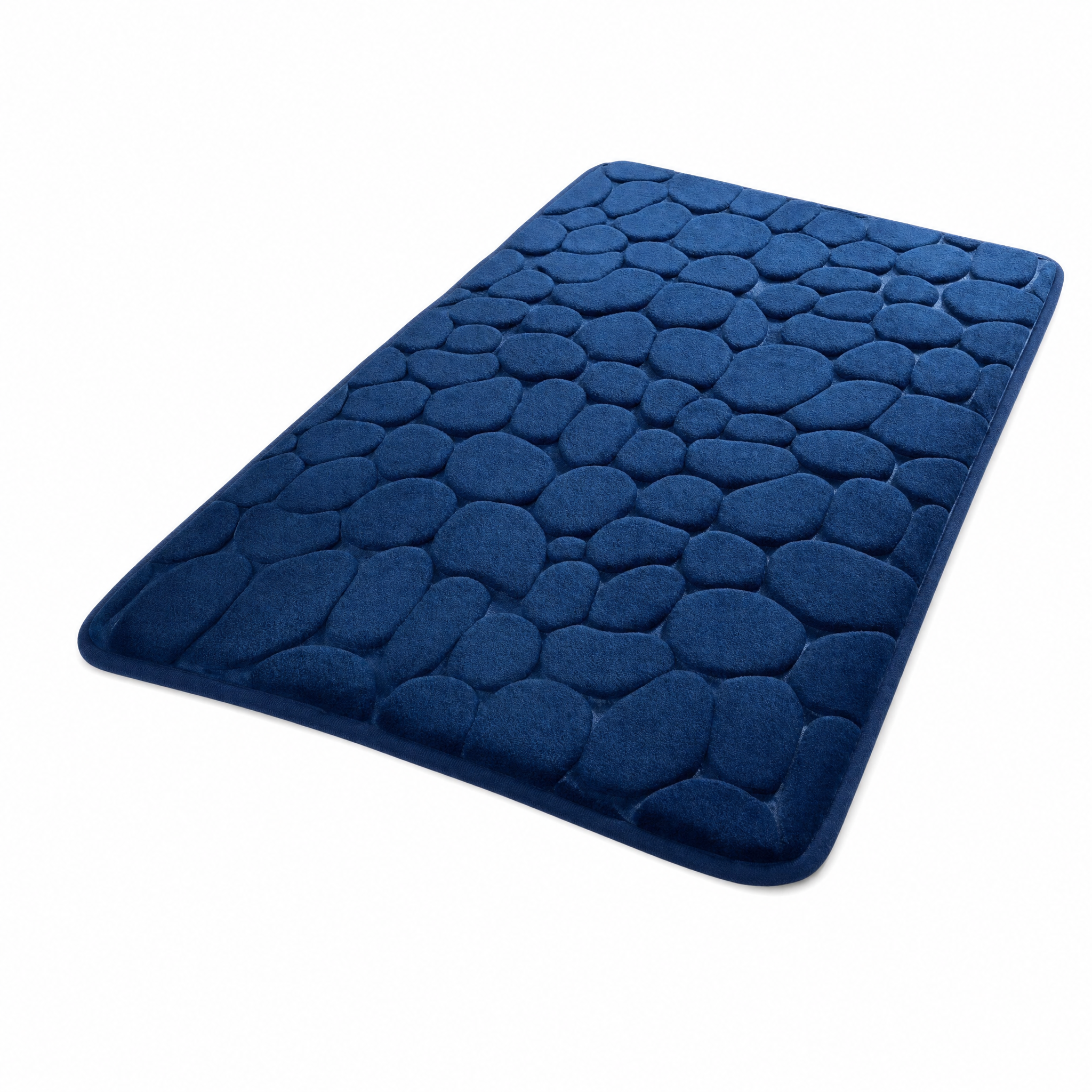 Royal blue Ciottoli 3D cobblestone bath mat on white background