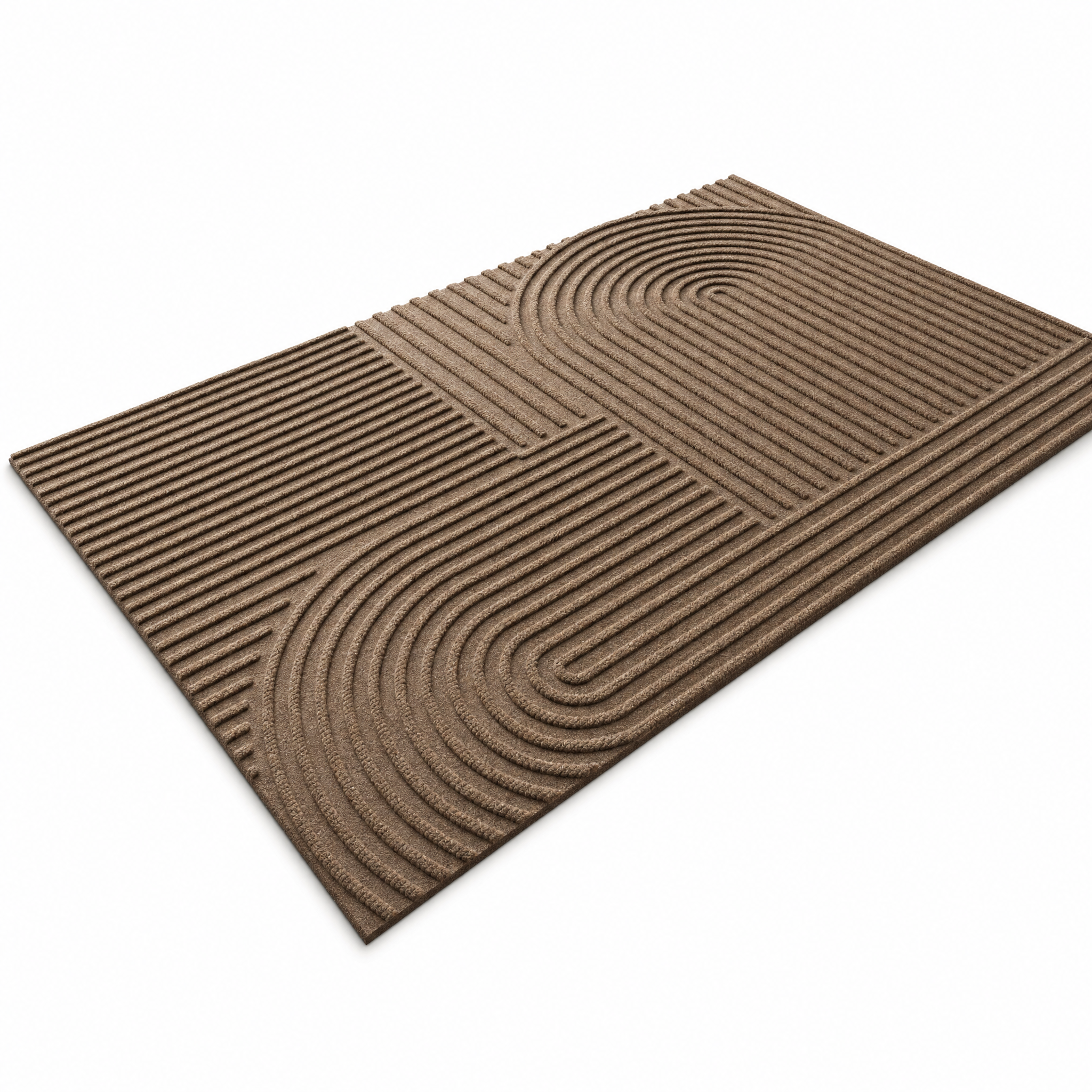 Brown Arcs Soglia 3D groove doormat on white background