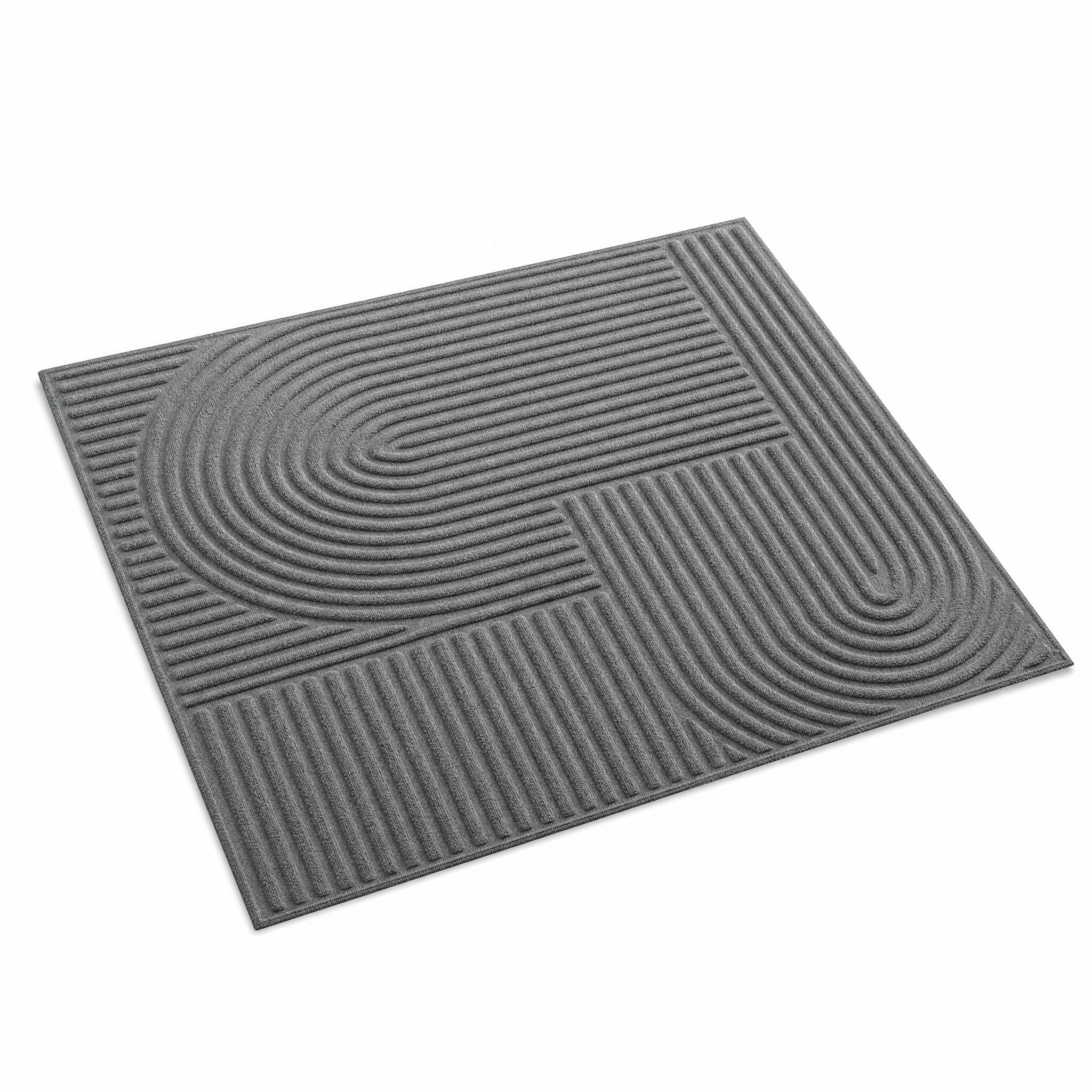 Gray Arcs Soglia 3D groove doormat on white background