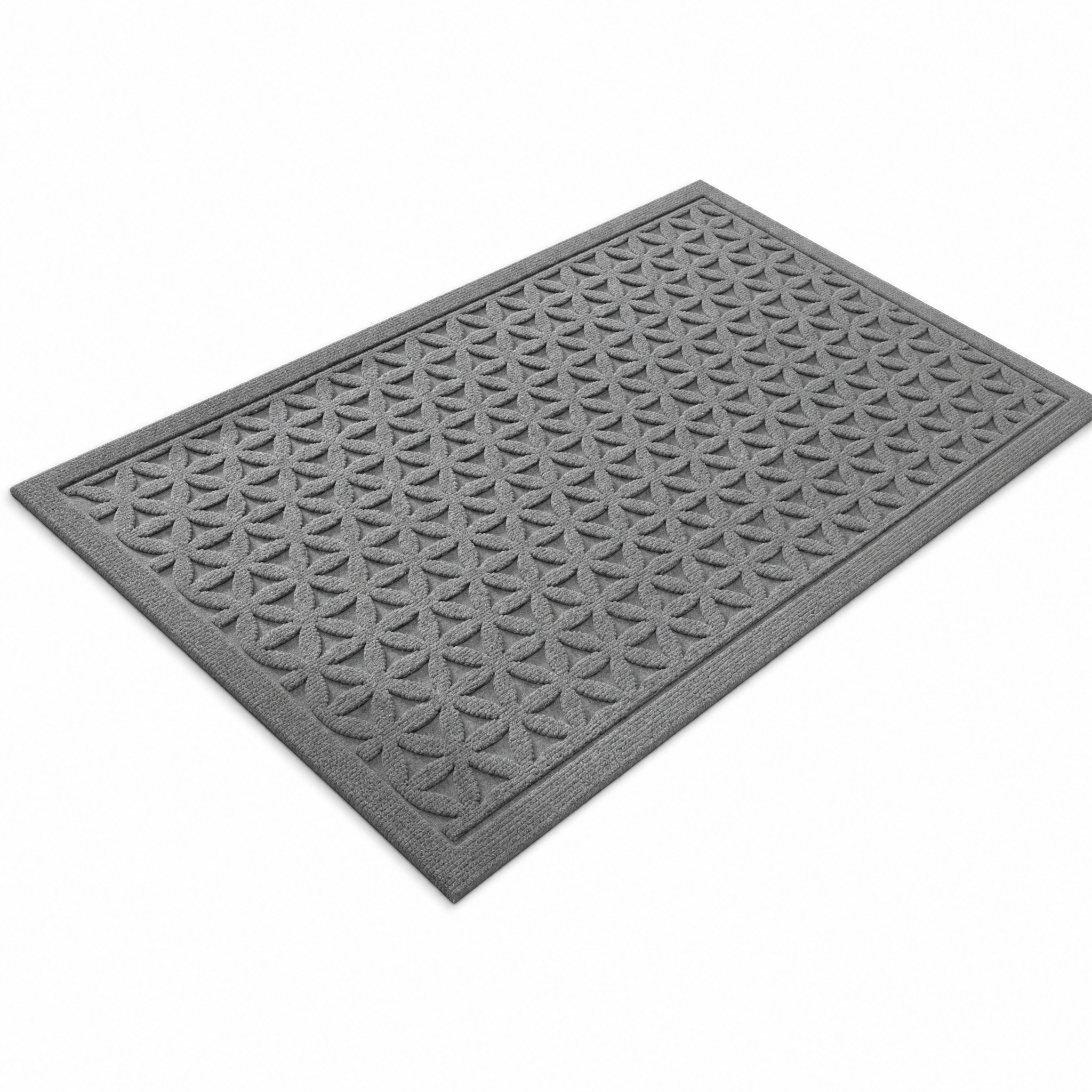Gray Geometry Soglia 3D groove doormat on white background