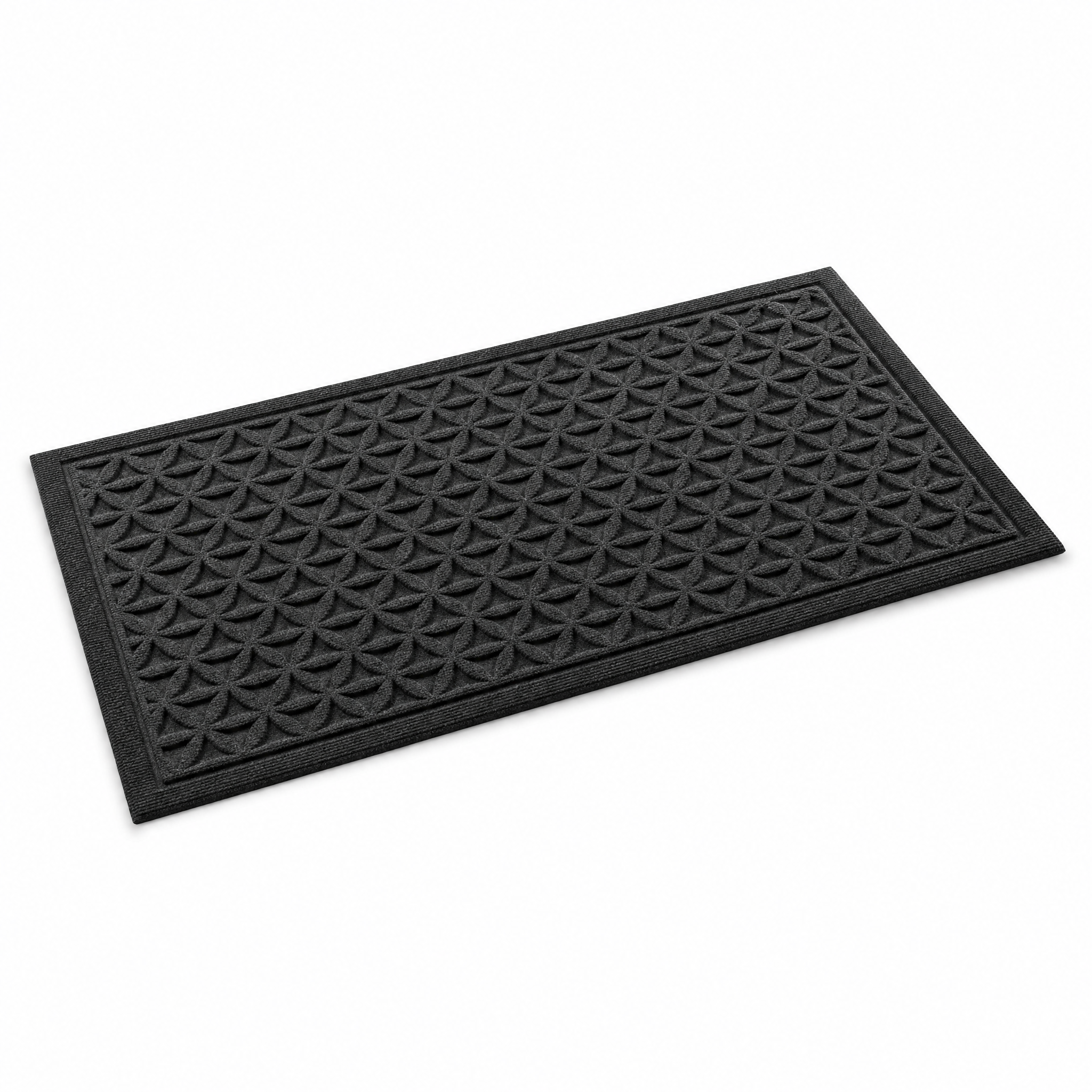 Black Geometry Soglia 3D groove doormat on white background