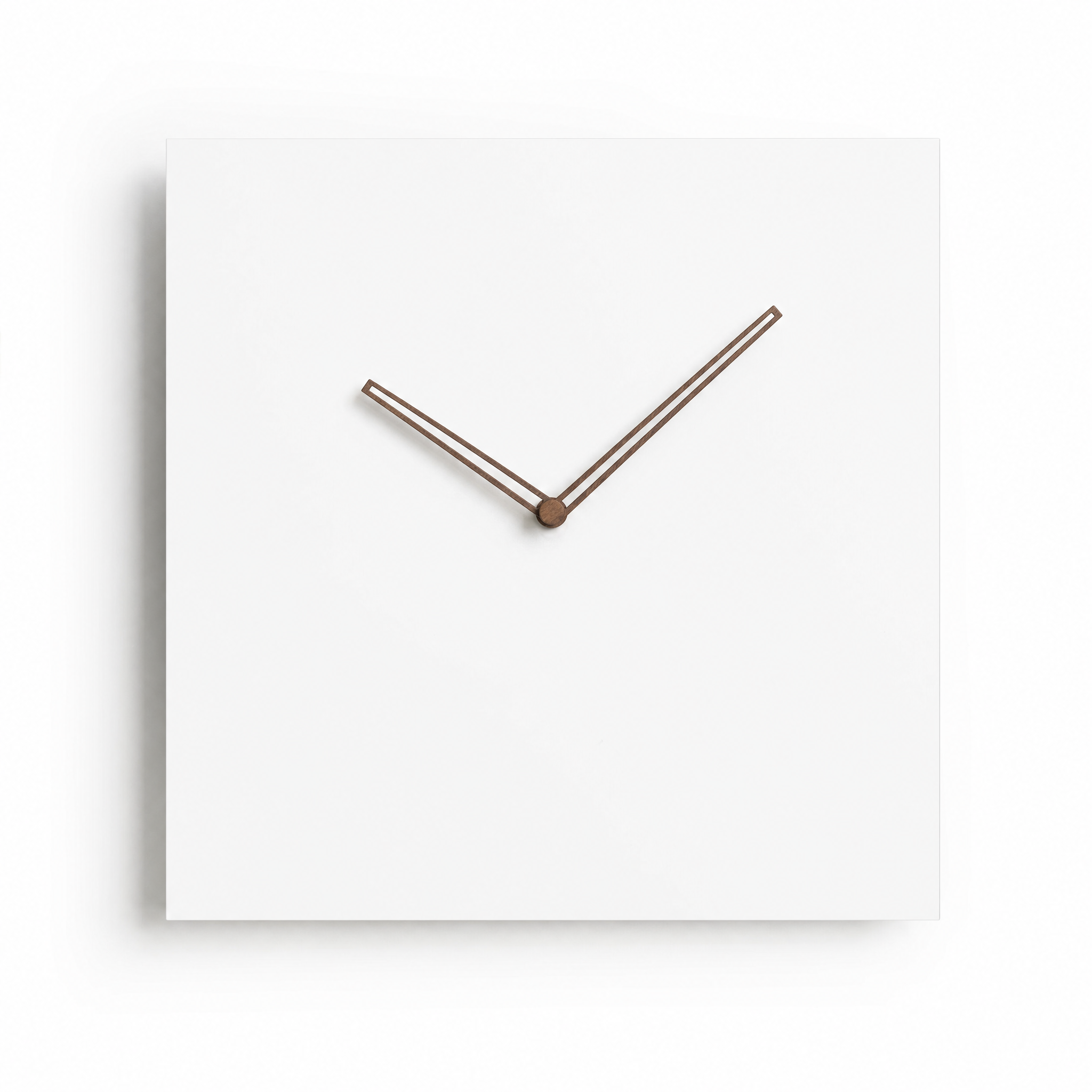 Quadra square minimalist wall clock, Clean face, on white