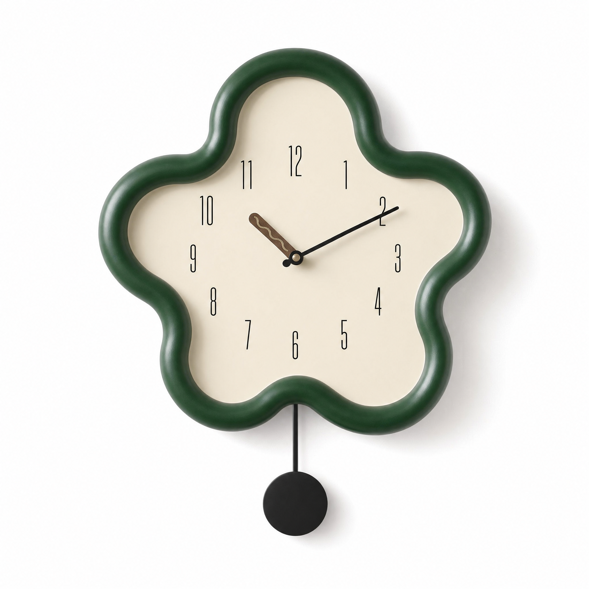 Fiorella flower pendulum wall clock in green — studio