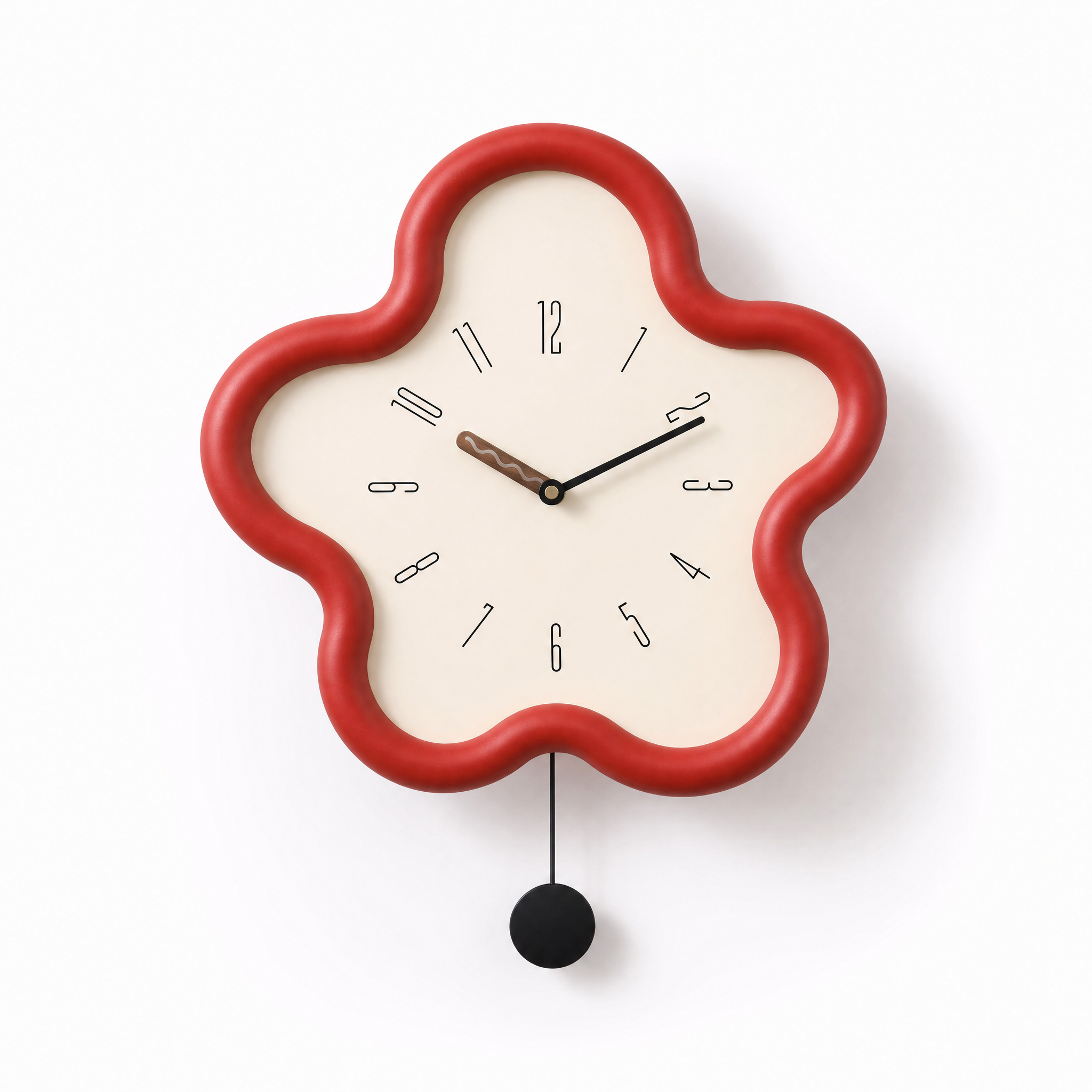 Fiorella flower pendulum wall clock in red — studio
