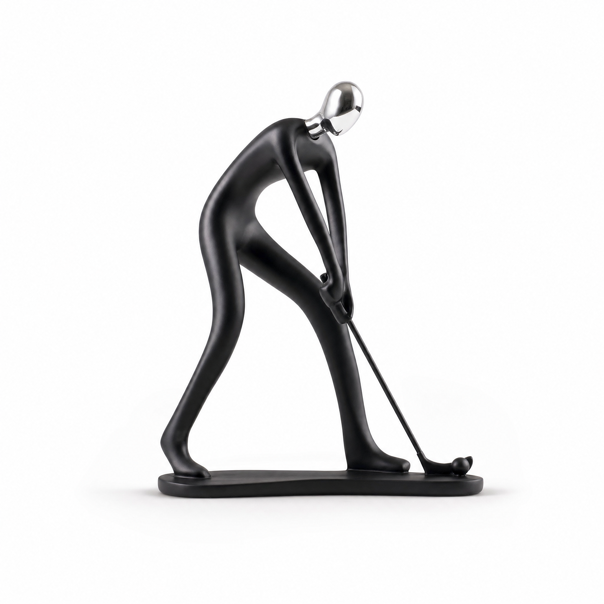Movimento golfer putting resin sports sculpture, white background