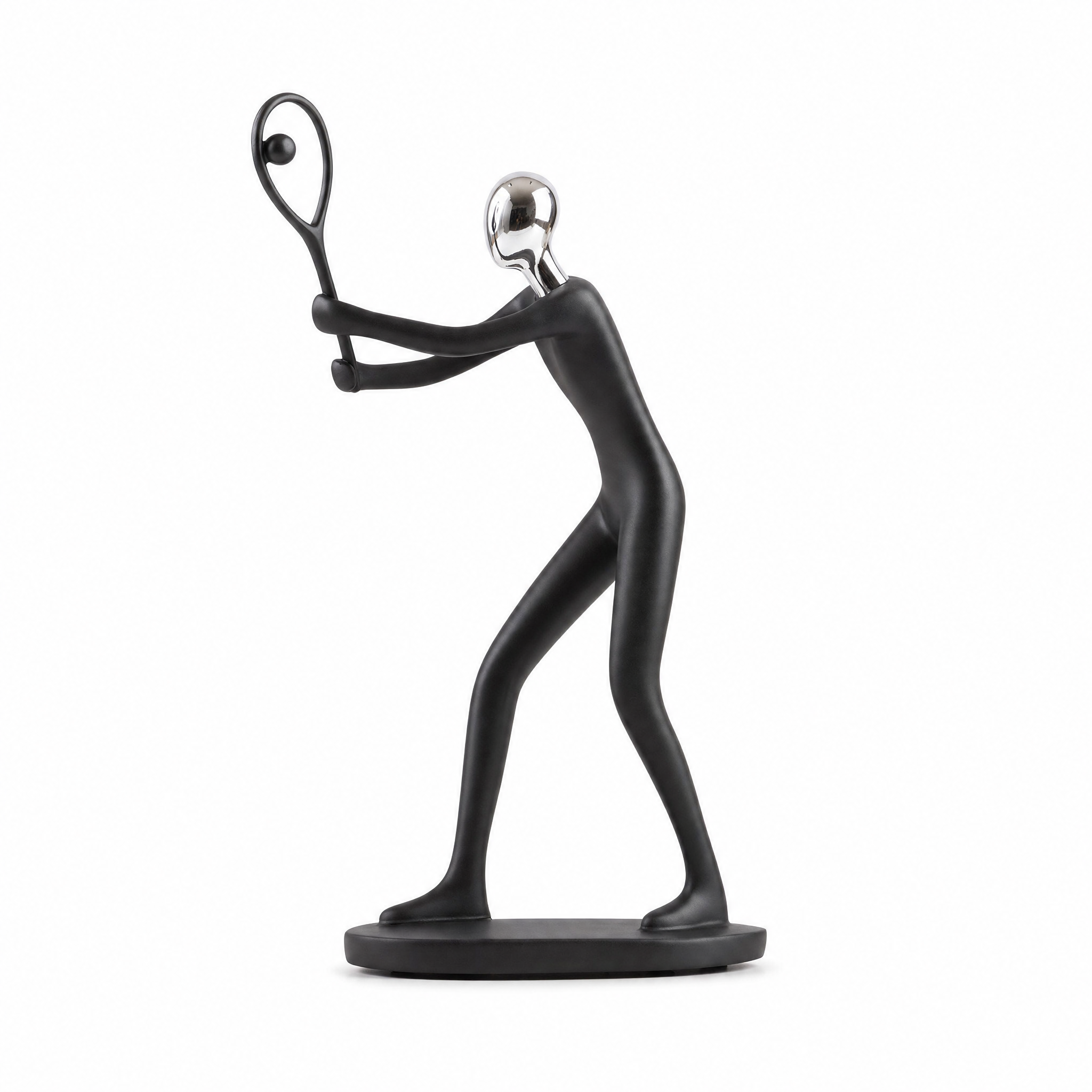 Movimento tennis resin sports sculpture, white background