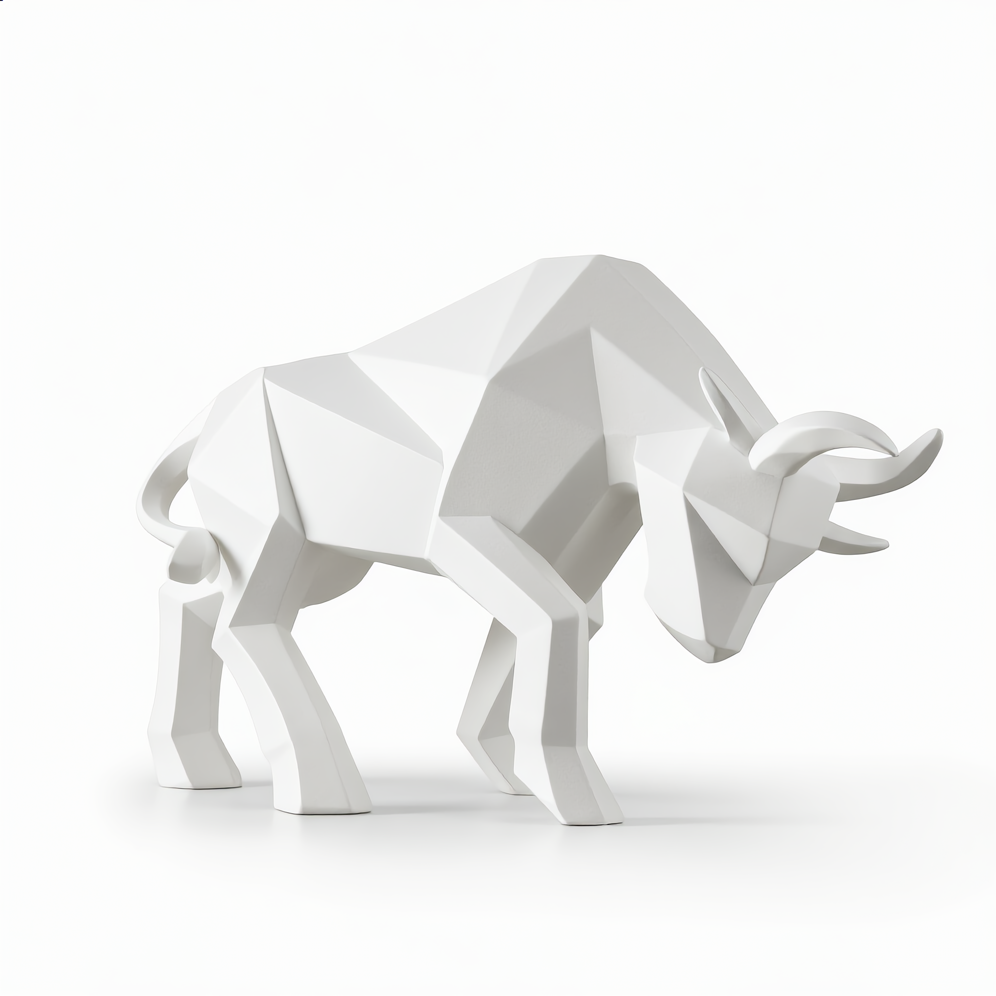 Detail of the white bull's clean facet planes