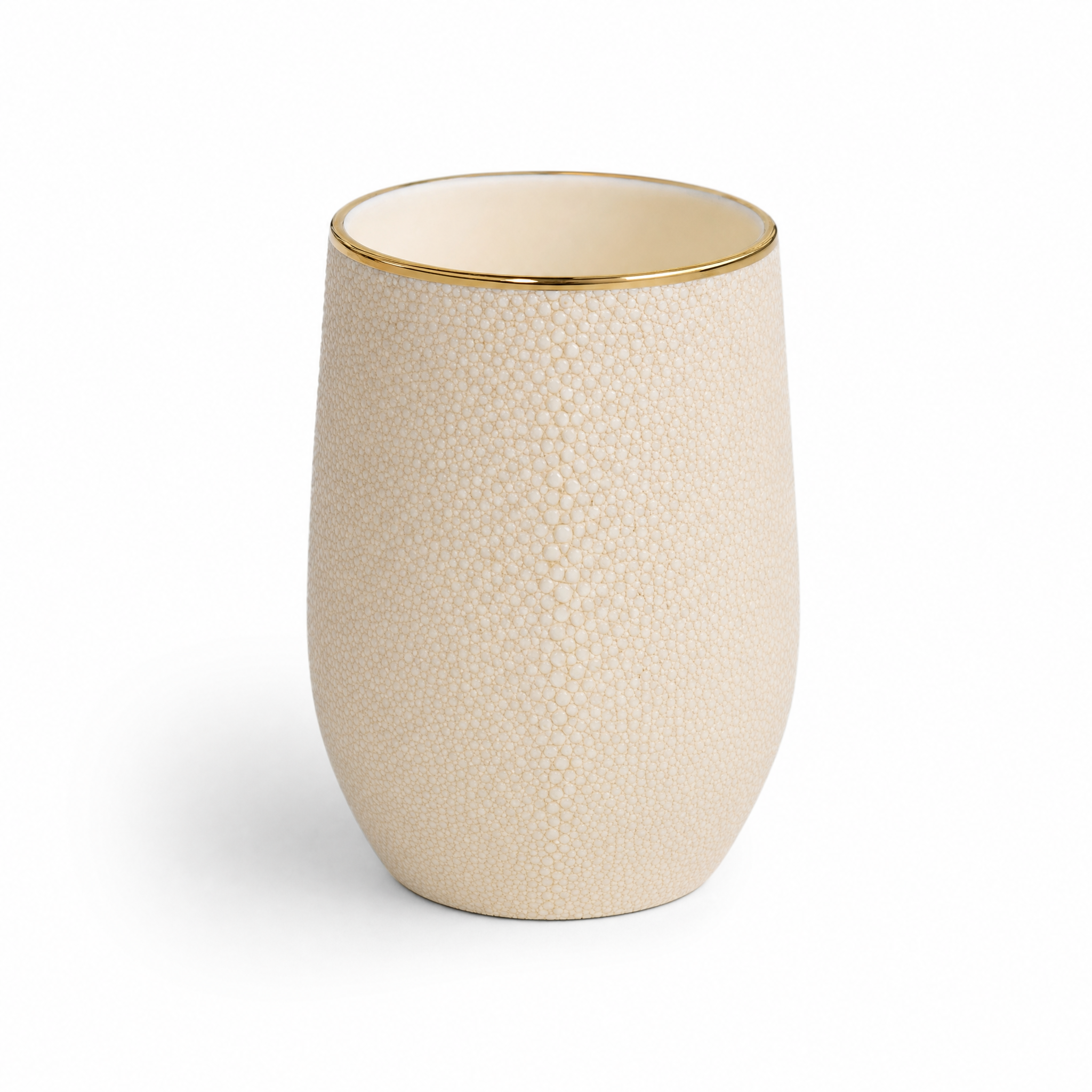 Champagne ceramic tumbler with gold rim