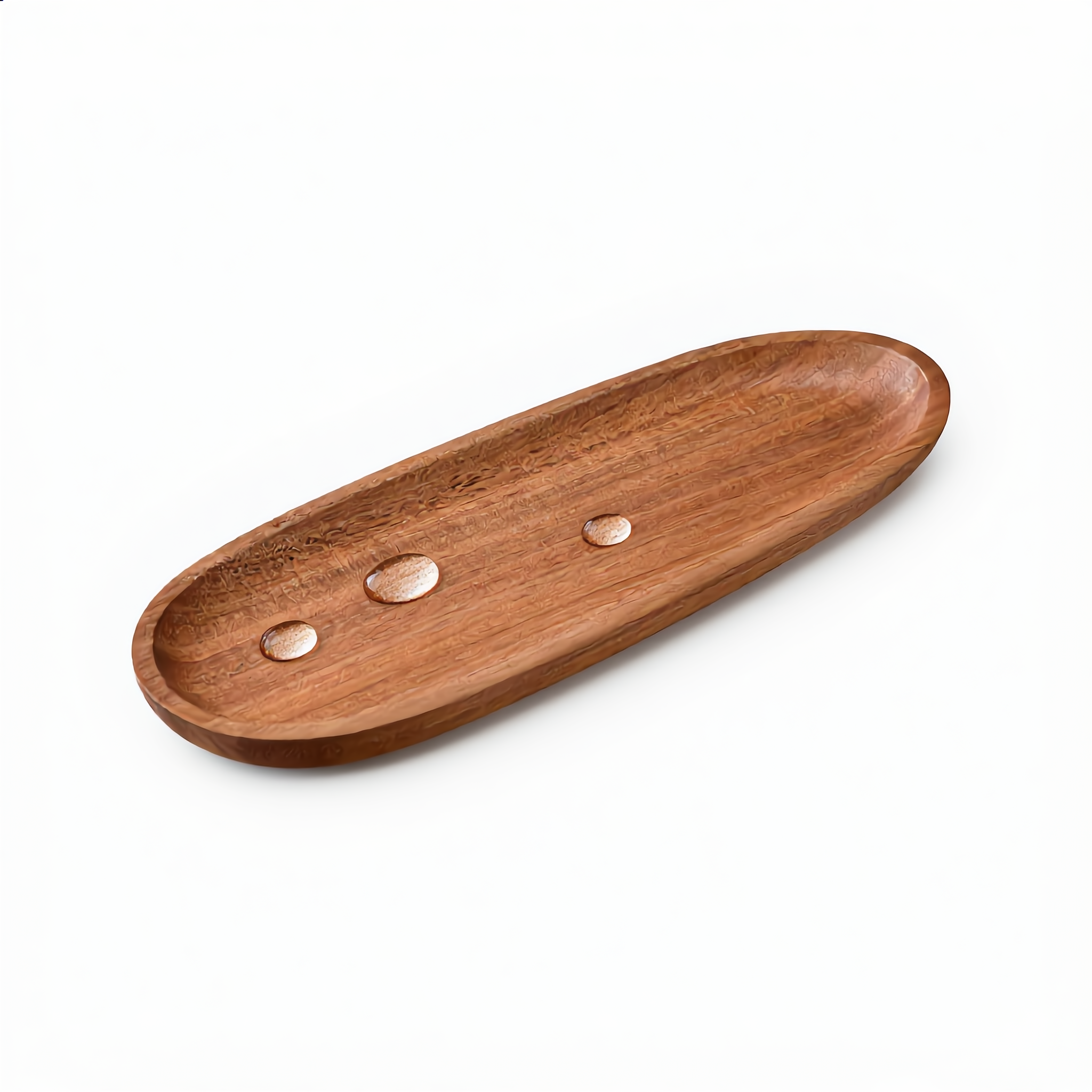 Water beading on the sealed acacia tray surface