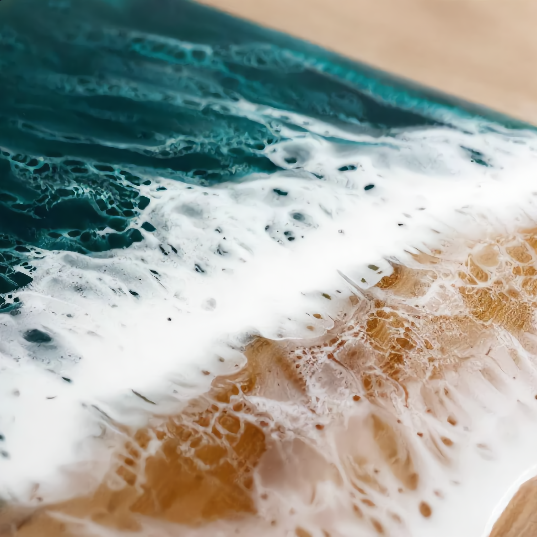 Macro close-up of the ocean wave epoxy resin detail