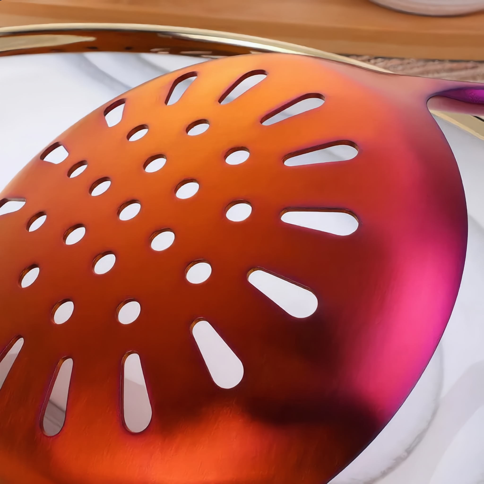 Macro of the iridescent rainbow slotted skimmer head