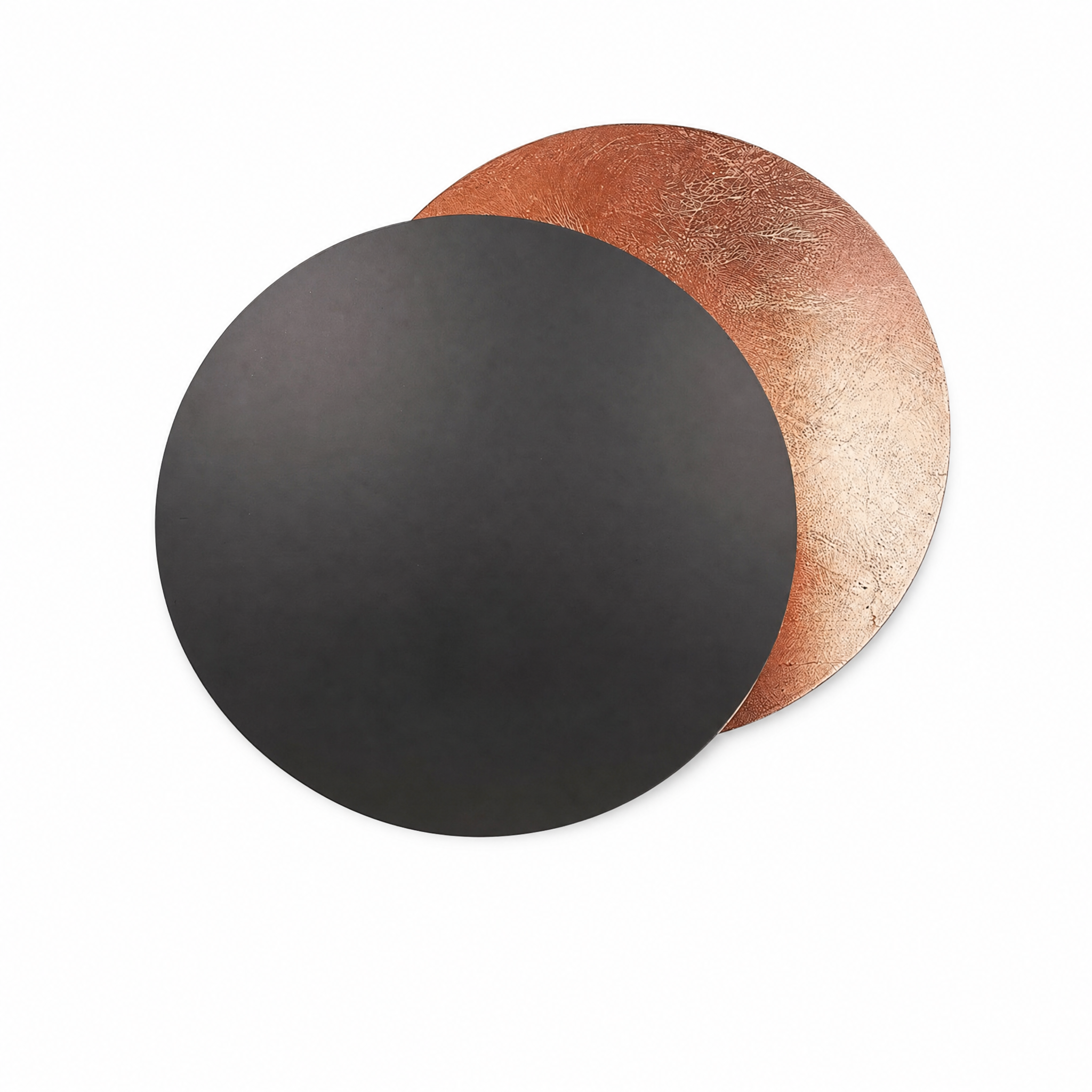 Eclissi Lunar Halo Wall Sconce Black disc over Rose Gold leaf