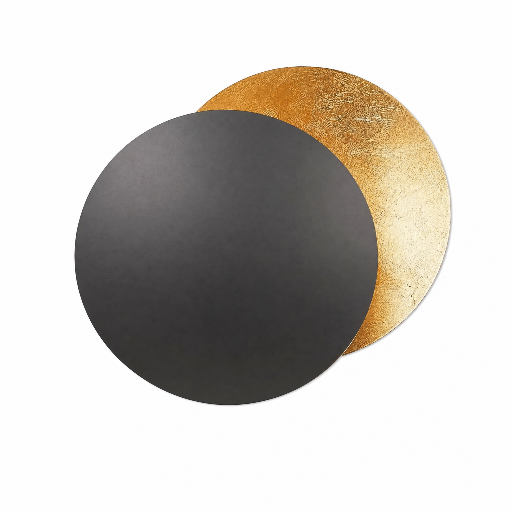 Eclissi Lunar Halo Wall Sconce Black disc over Brass leaf