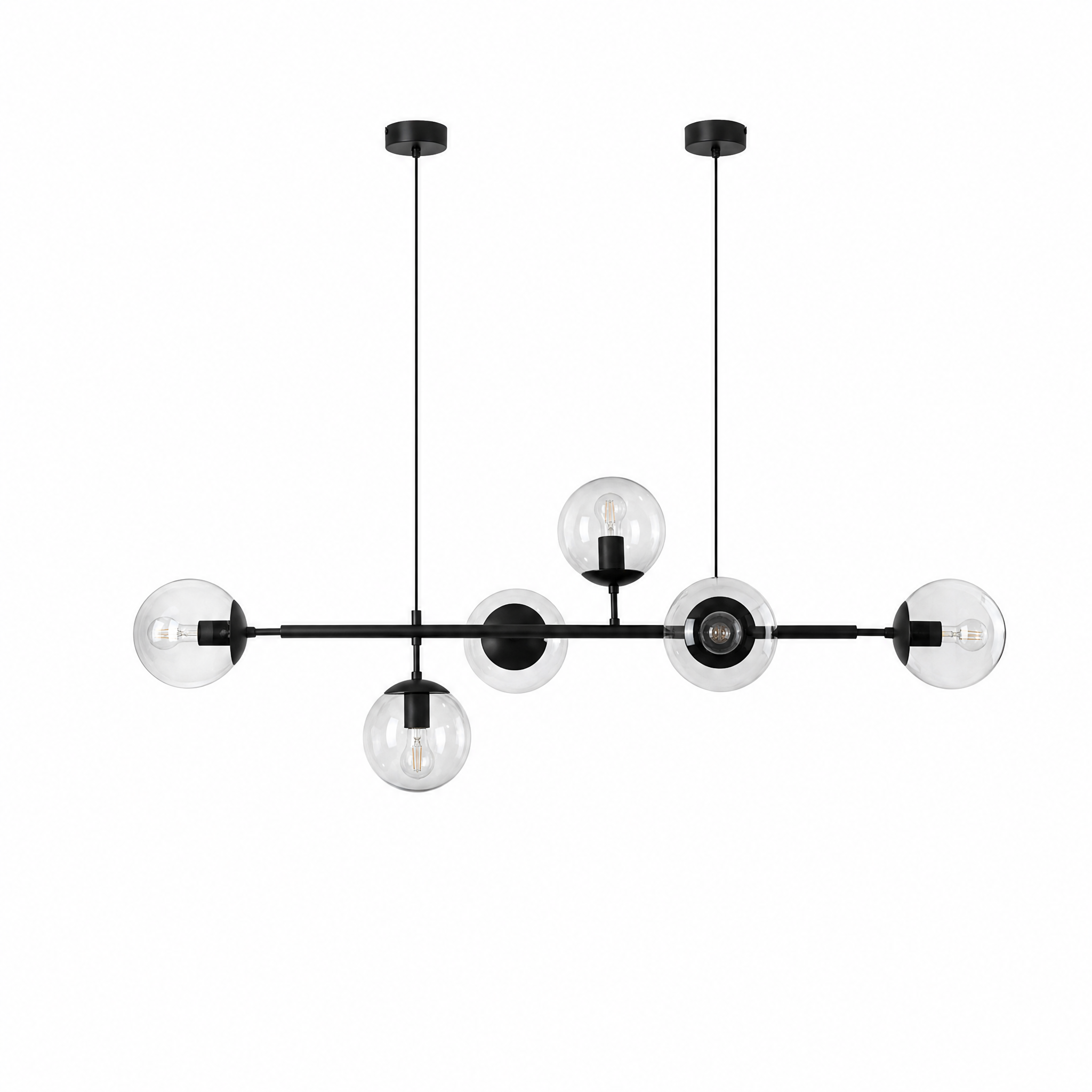 Costellazione Glass Globe Pendant, Black horizontal, clear glass