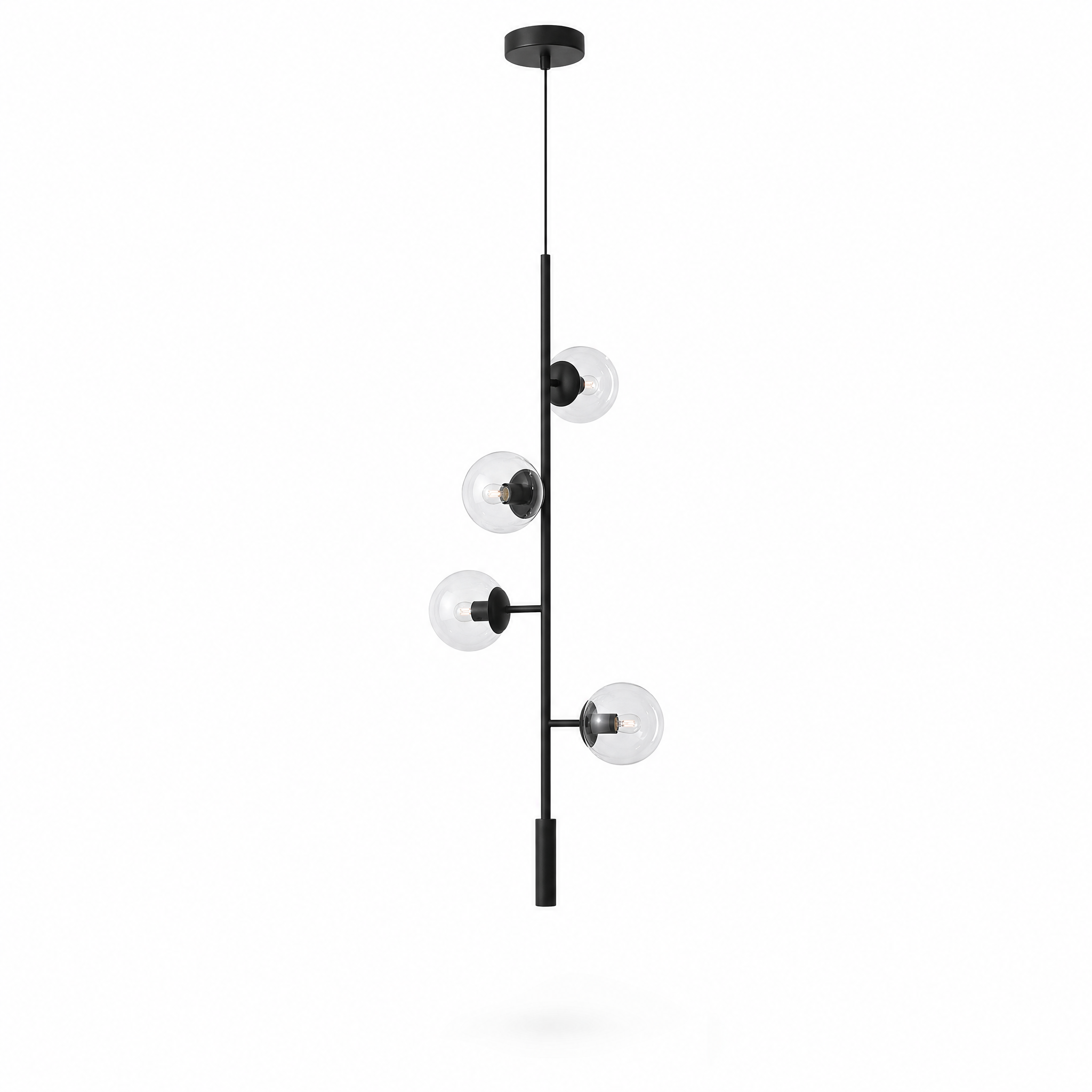 Costellazione Glass Globe Pendant, Black vertical, clear glass
