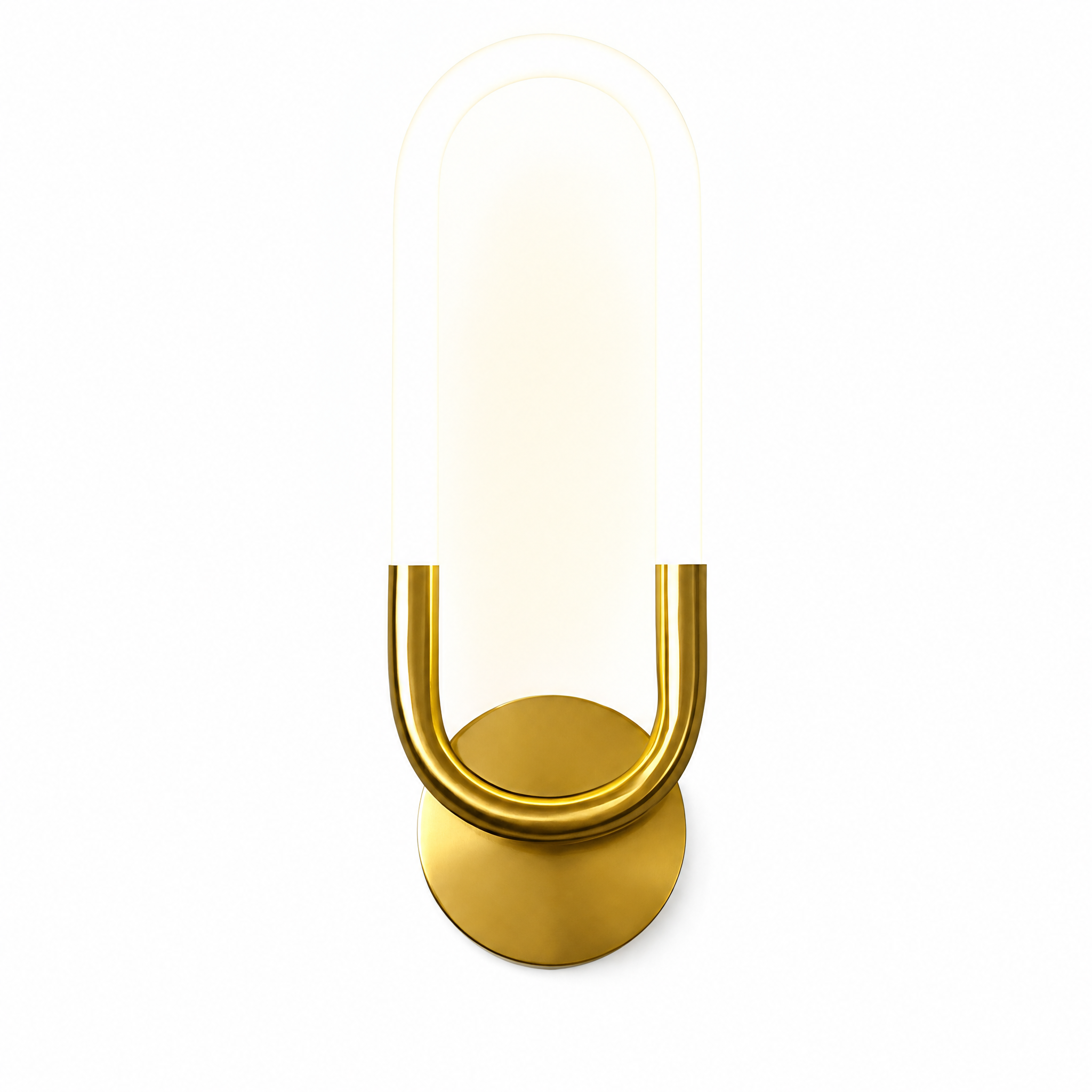 Quiete brass oval LED wall sconce Style A, warm glow