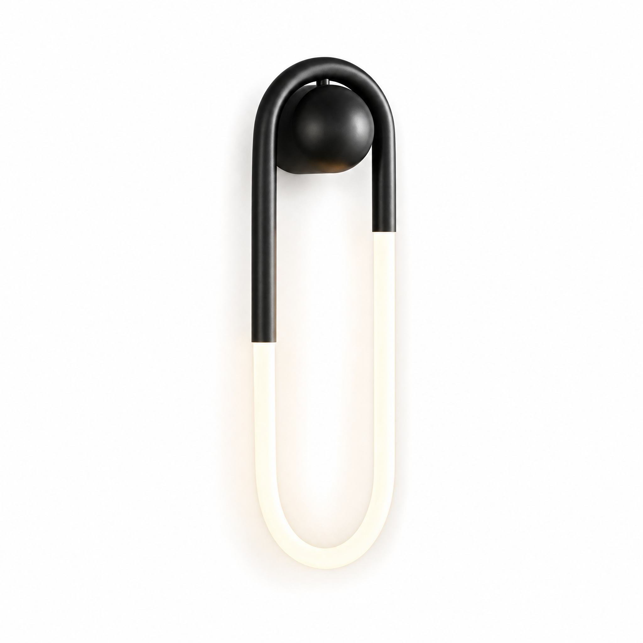 Quiete black hook wall sconce Style C with glowing oval loop