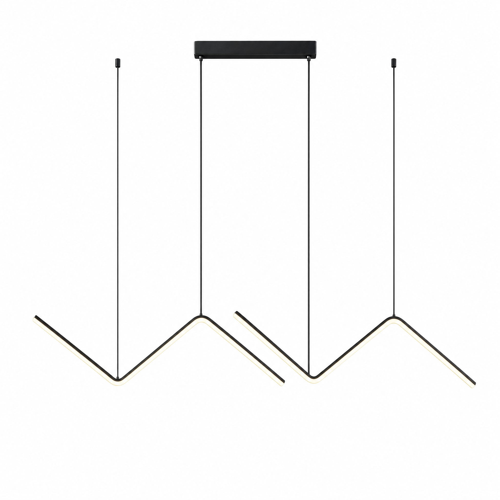 Lampo black zigzag linear LED pendant 45cm, warm glow