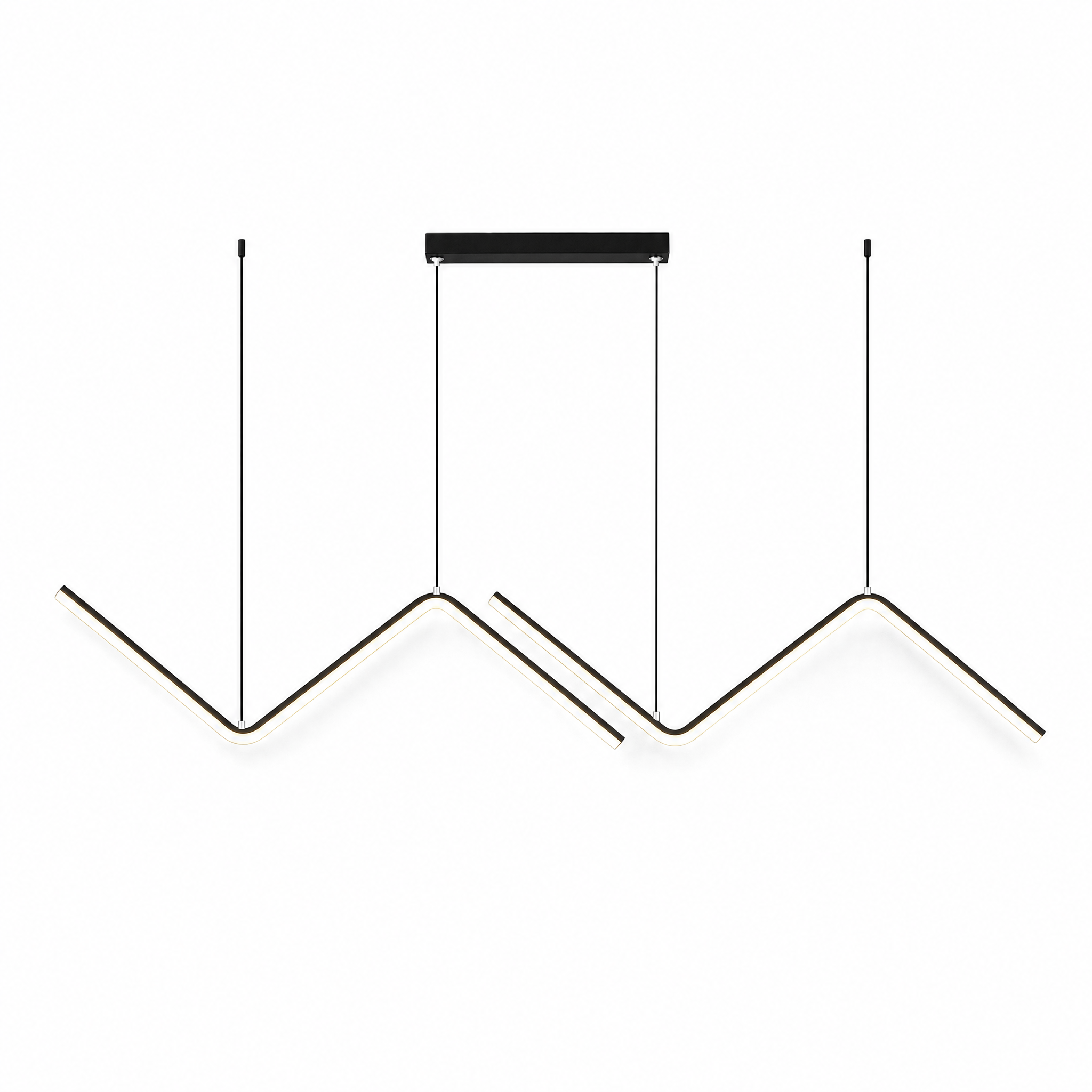 Lampo black zigzag linear LED pendant 90cm, warm glow