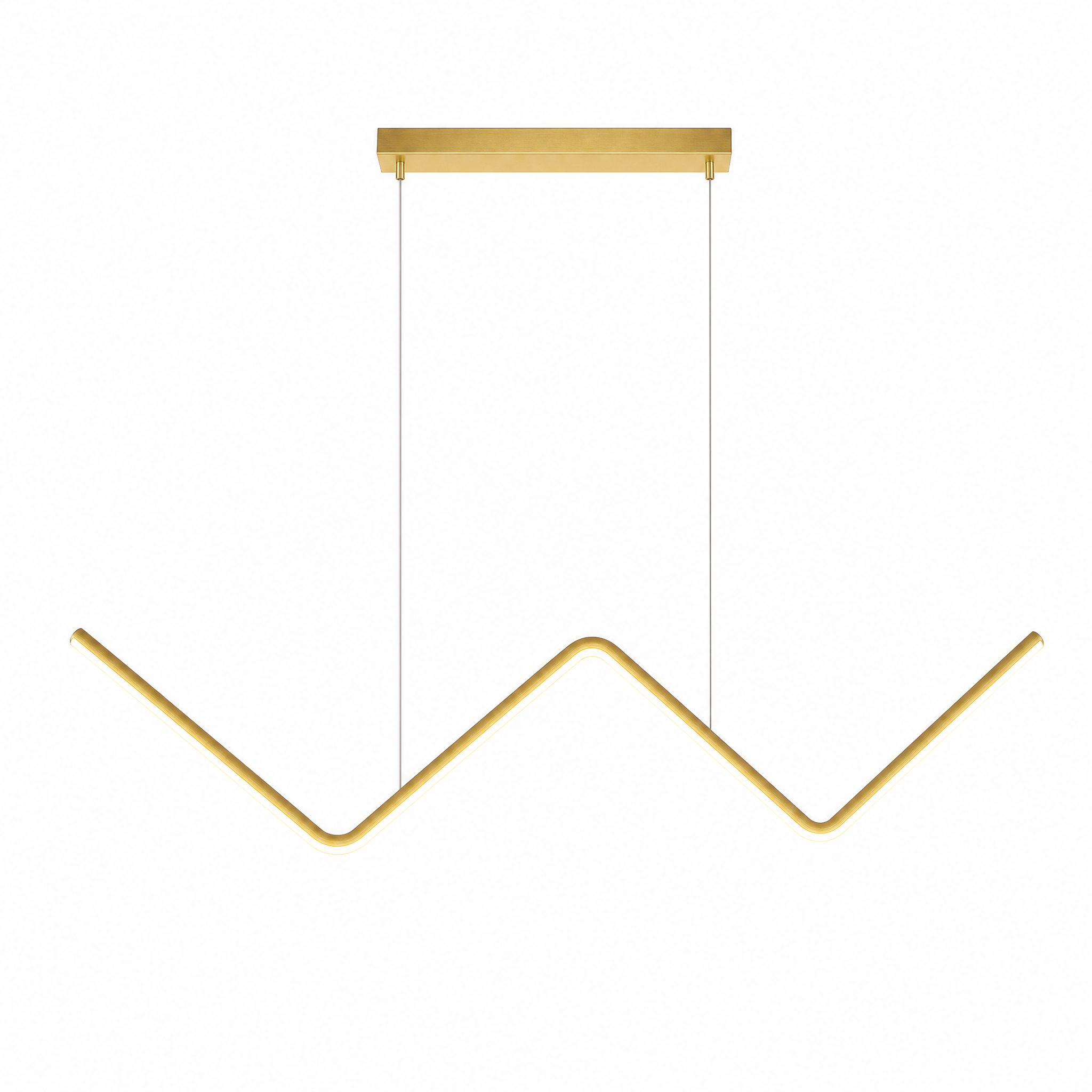 Lampo gold zigzag linear LED pendant 45cm, warm glow