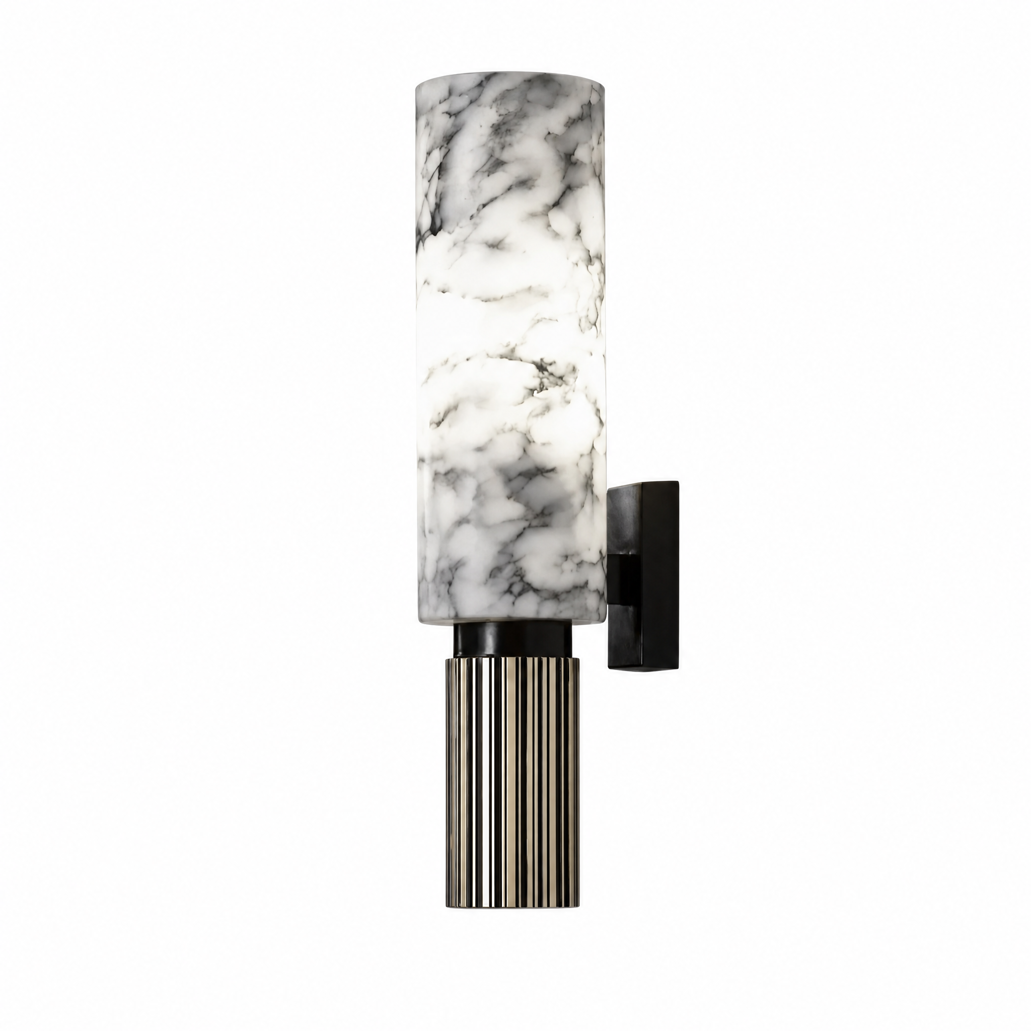 Aurora Marble Wall Sconce with cool white 6000K glow on white