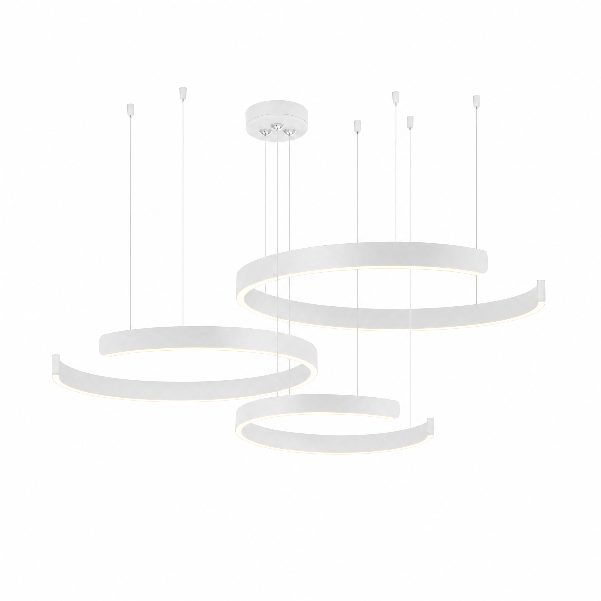Orbita LED Ring Chandelier in white, three rings