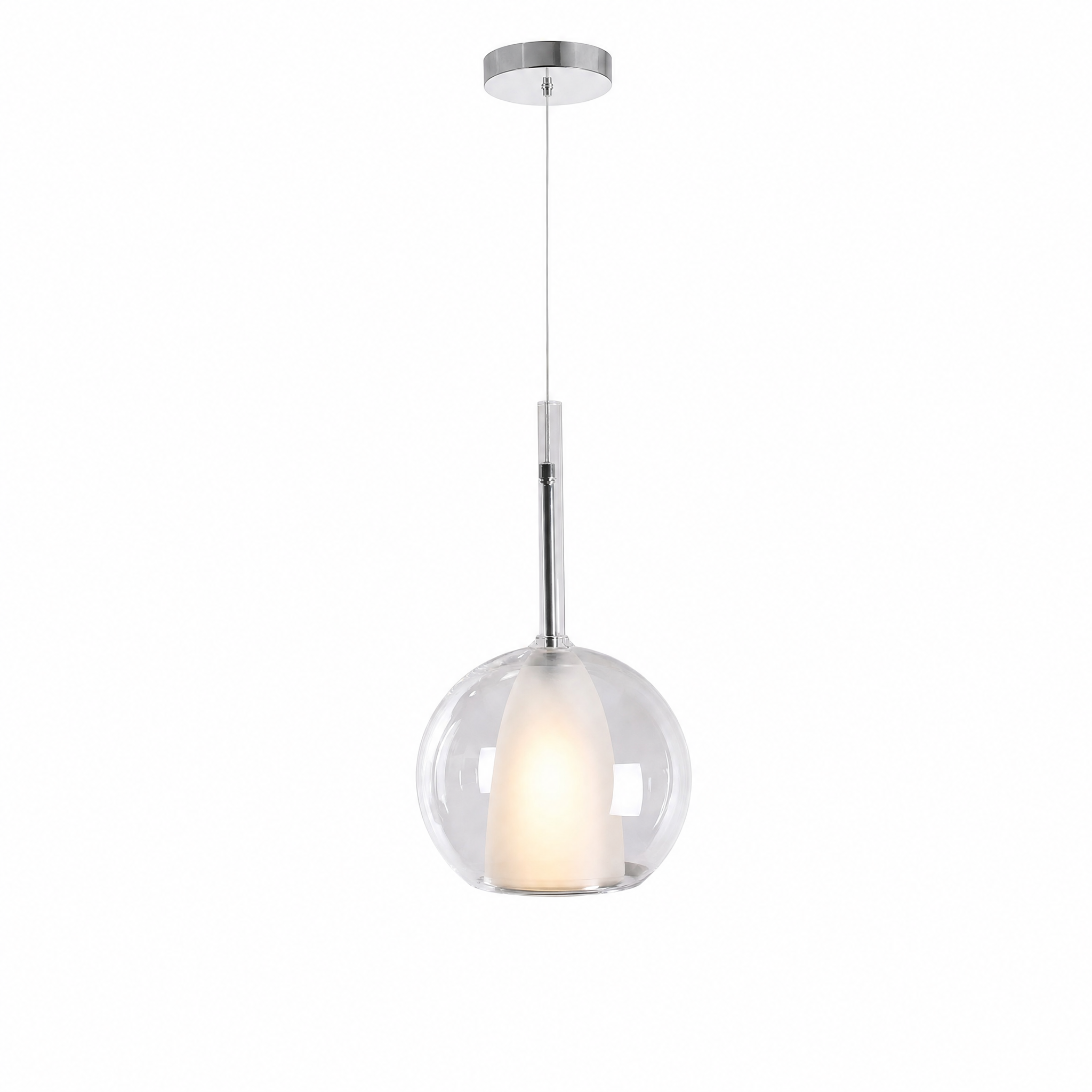 Luna Glass Globe Pendant in clear glass, warm glow
