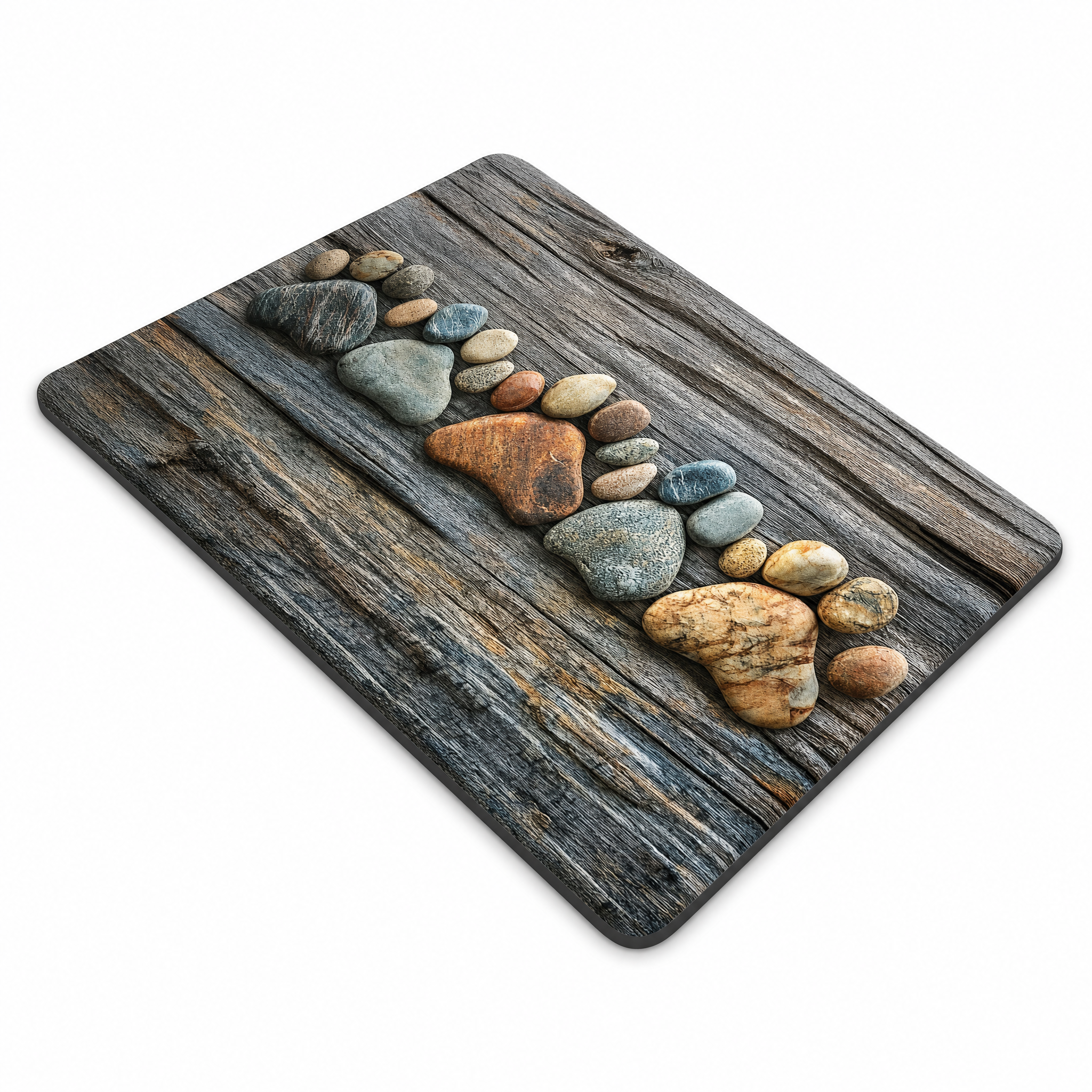 Riviera Stone Bath Mat Stone Aligned footprint design on white background