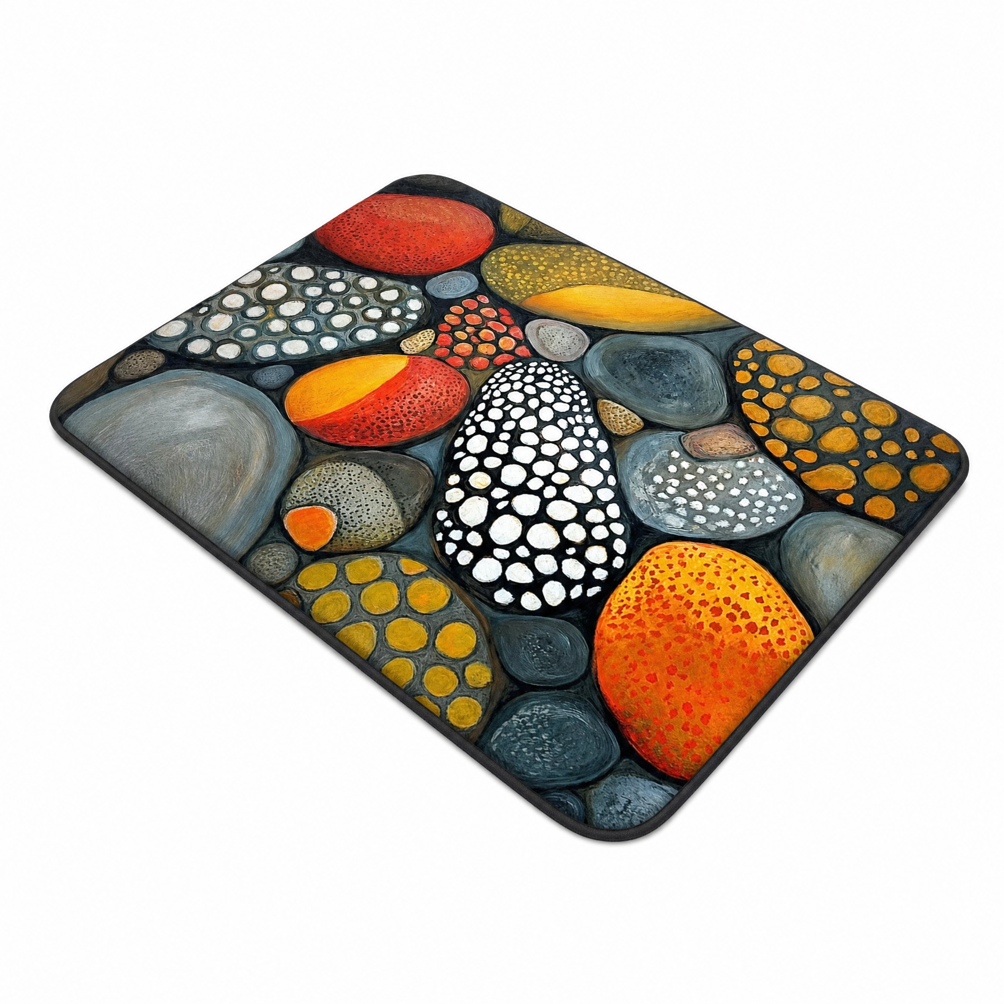 Riviera Stone Bath Mat Large Stones design on white background