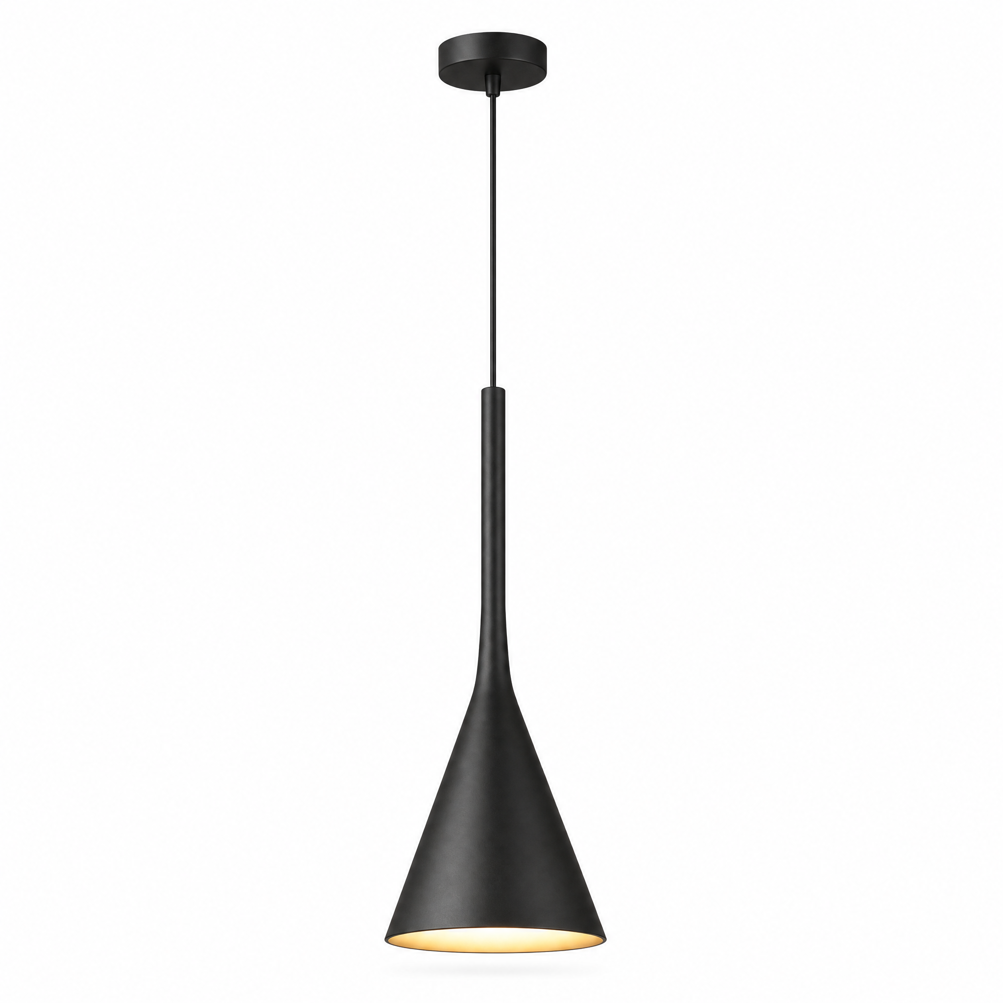 Calla Cone Pendant Light in black on a white background