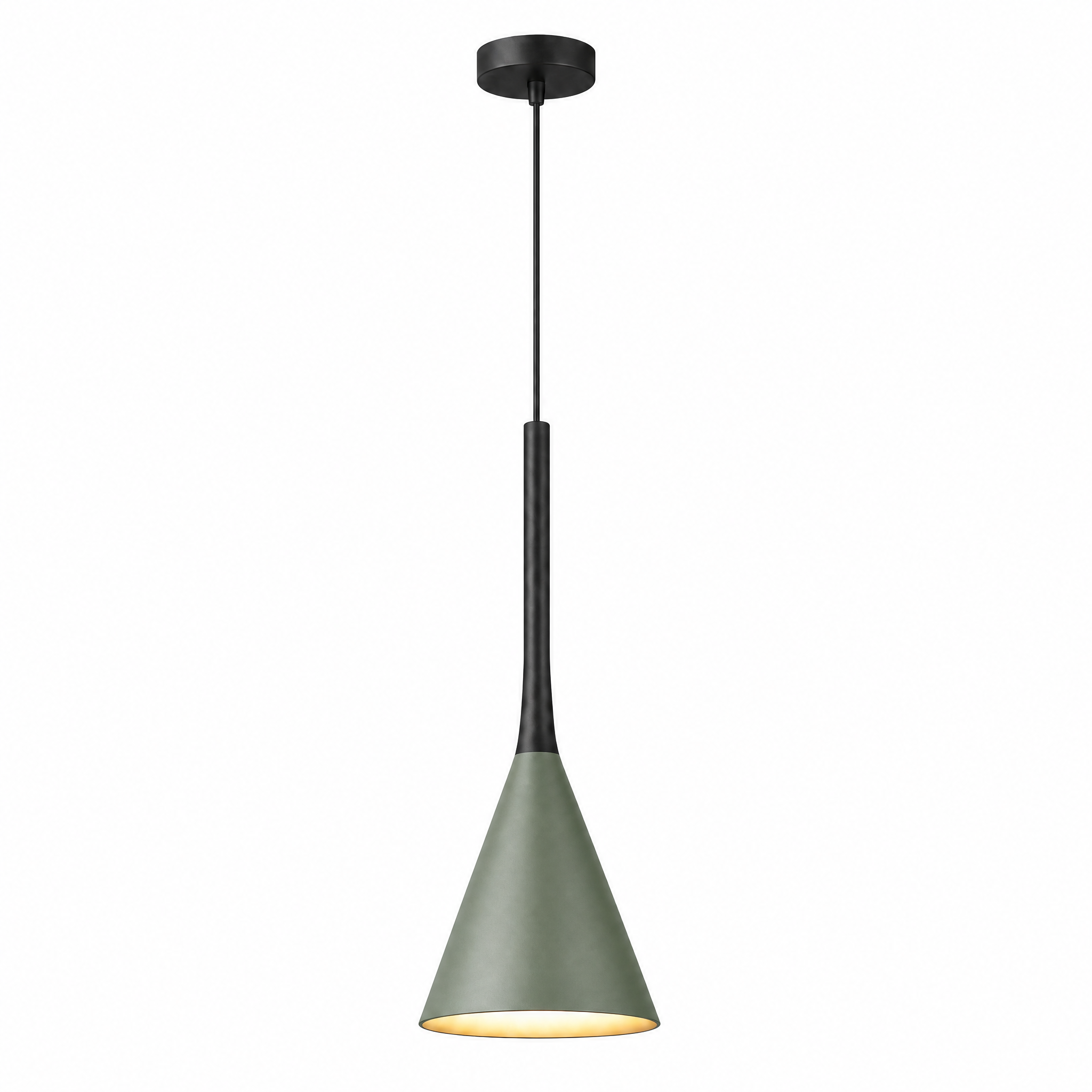 Calla Cone Pendant Light in green on a white background