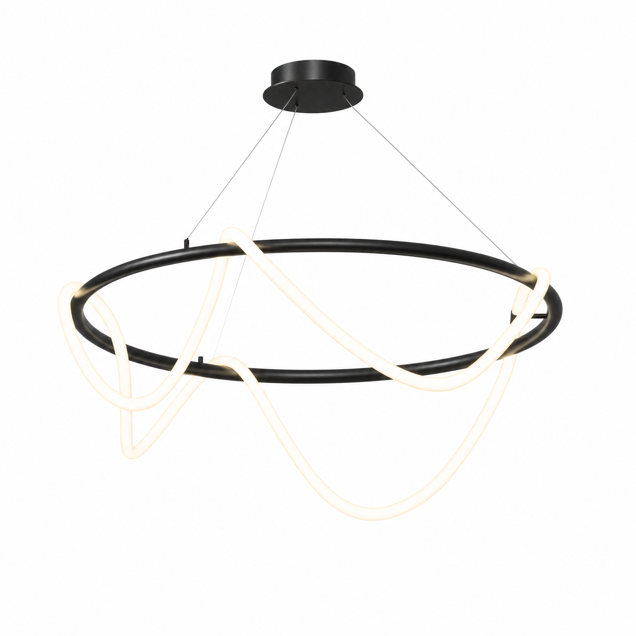 Onda Sculptural LED Chandelier in black, round