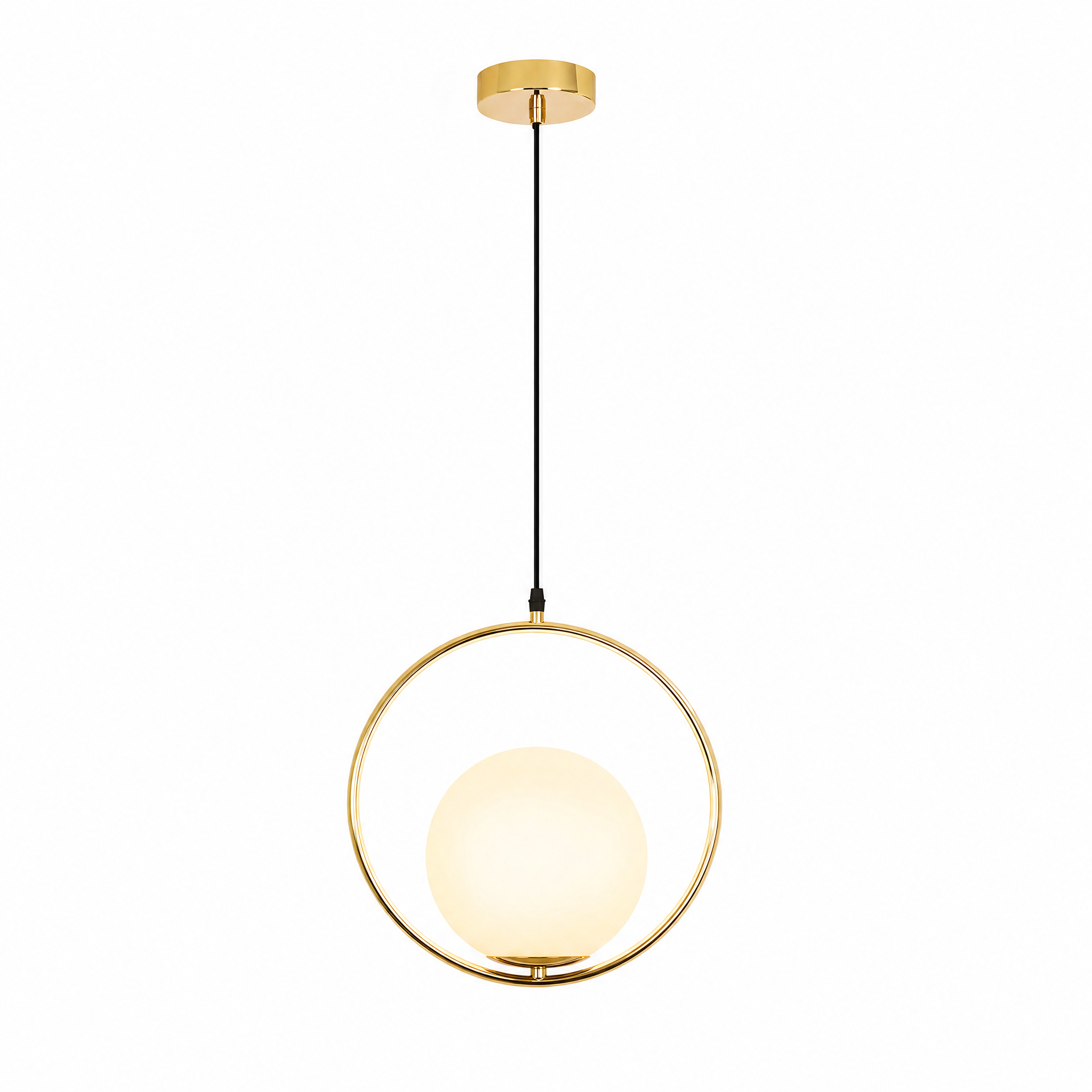 Sfera Glass Globe Pendant — polished gold ring finish