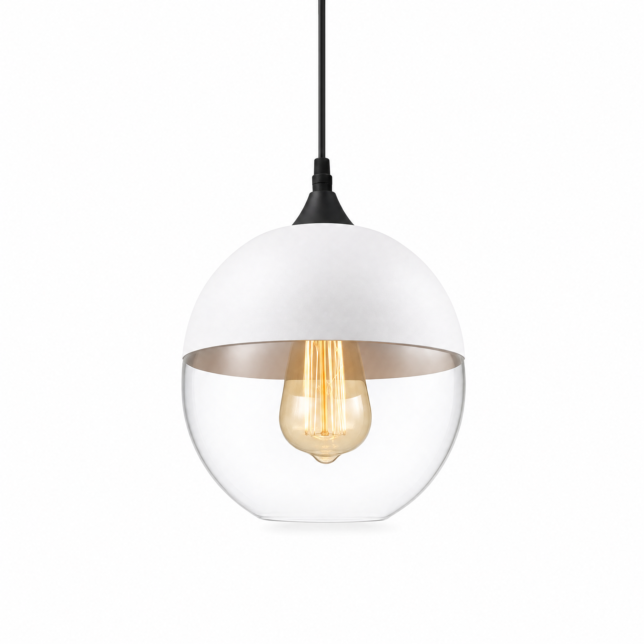 Ambra Art-Glass Pendant globe — white cap, clear glass